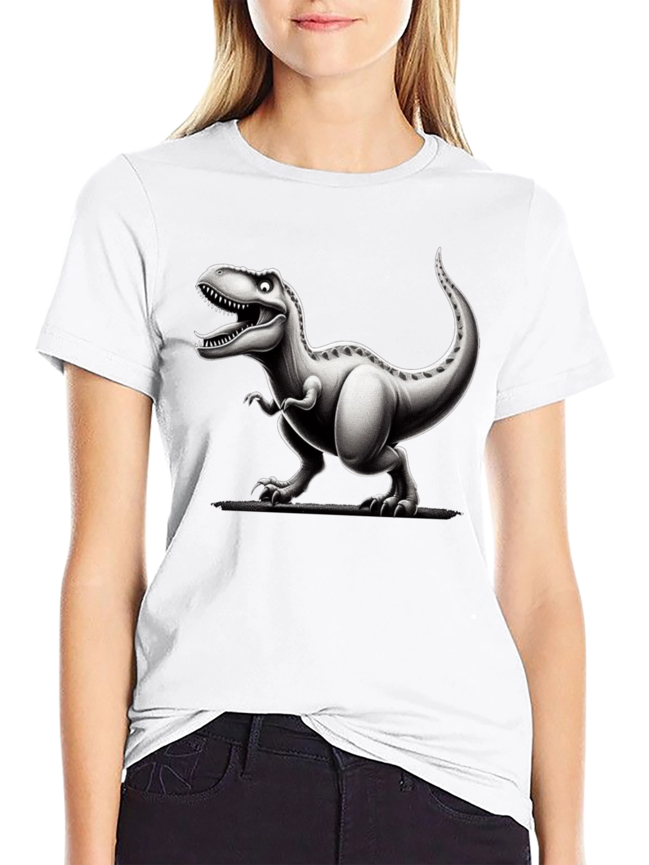 Cartoon Dinosaur Graphic T-Shirt