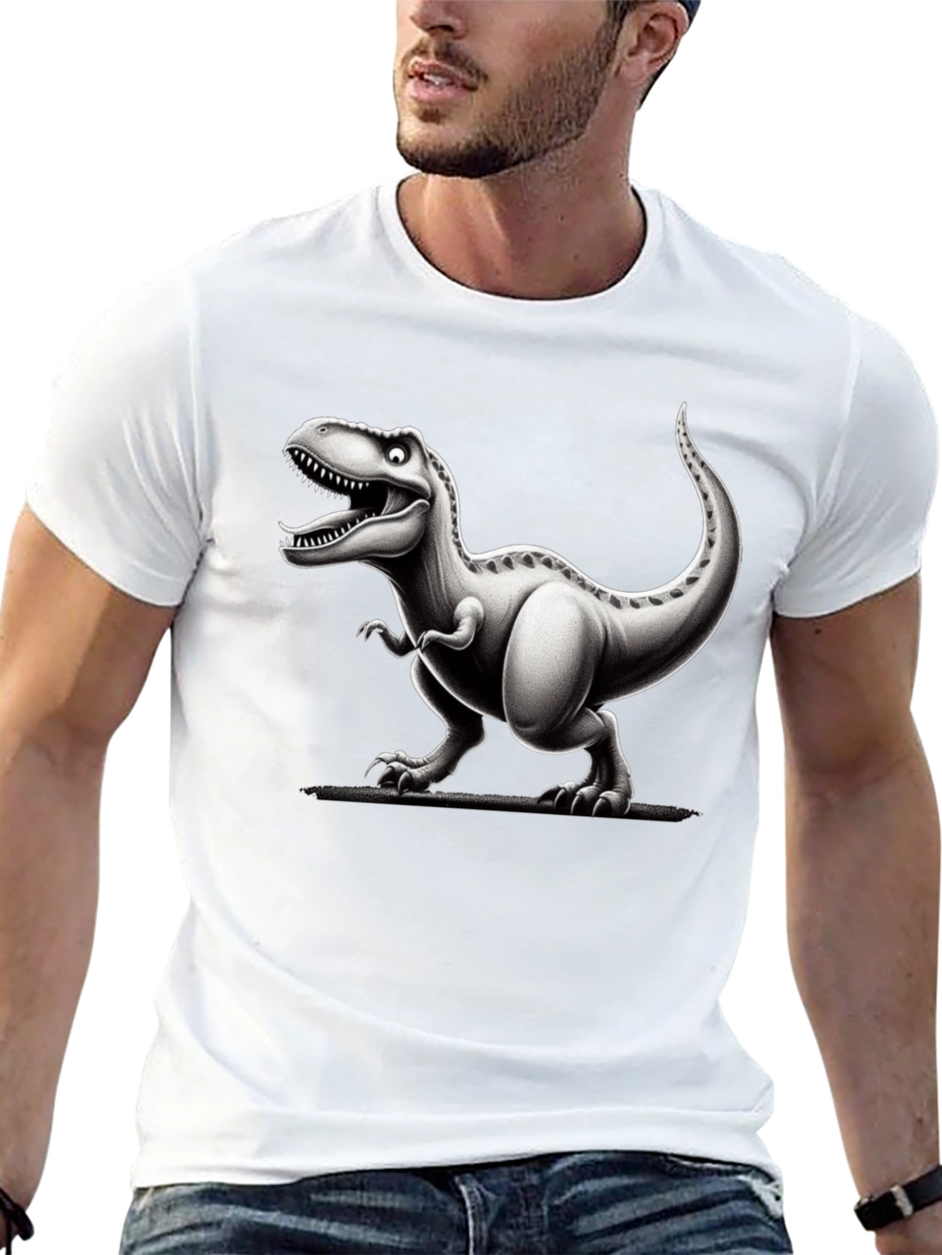 Cartoon Dinosaur Graphic T-Shirt