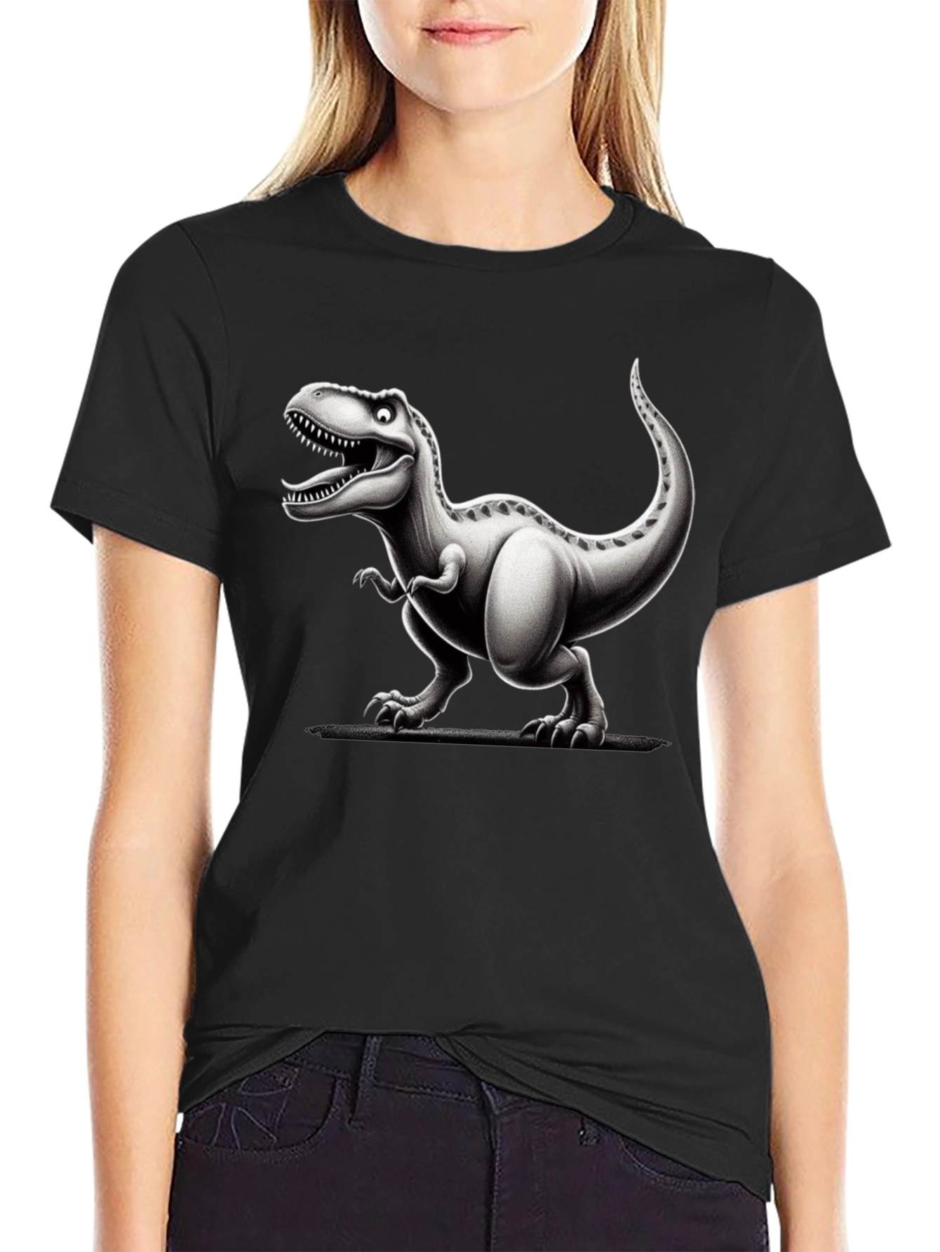 Cartoon Dinosaur Graphic T-Shirt