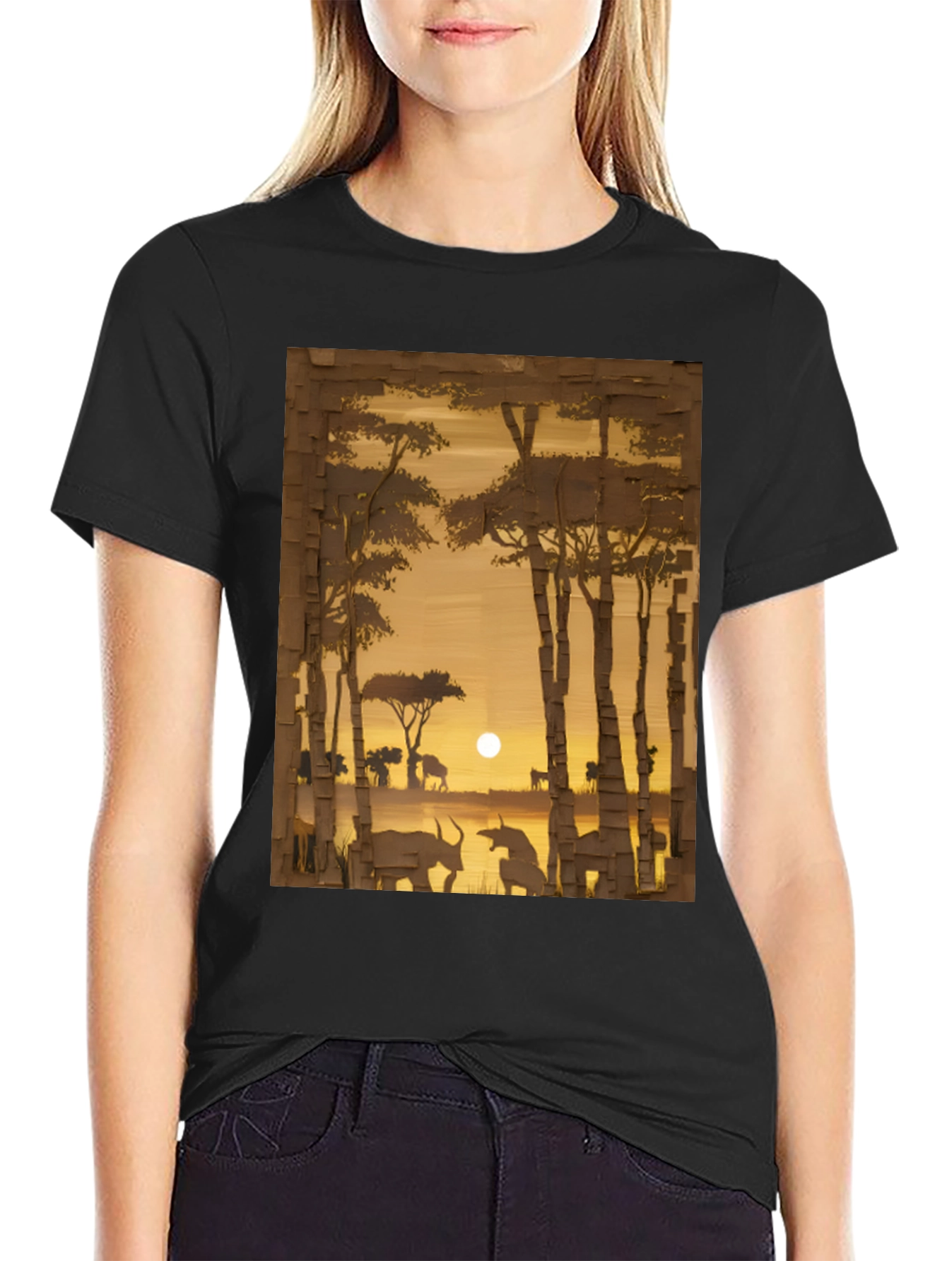 Sunset Safari Graphic Tee - Black