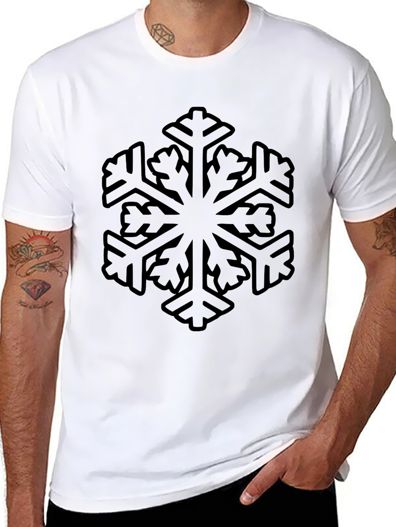 Black Snowflake Graphic Tee - Casual Comfort
