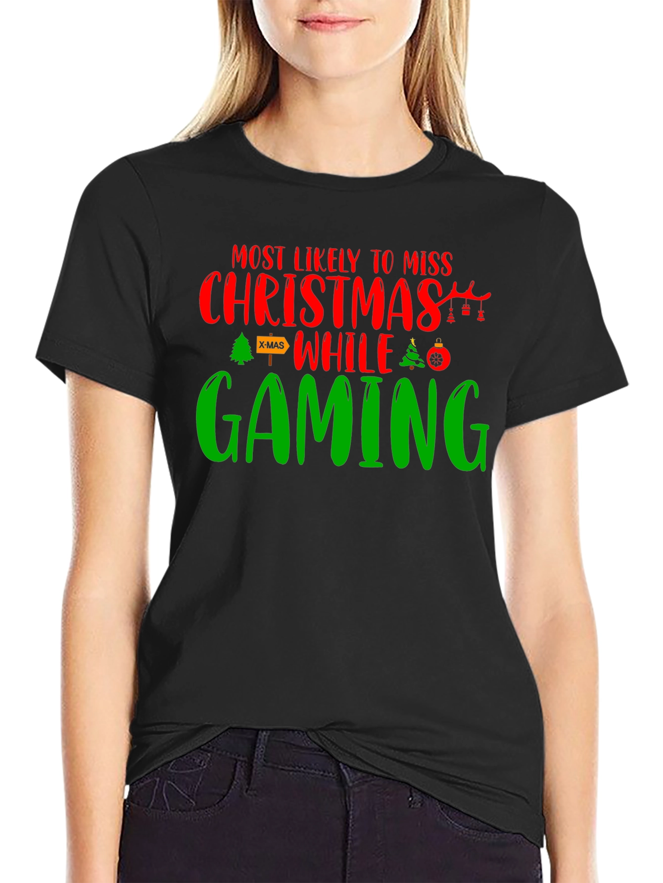 Gamer Christmas T-Shirt - Miss Christmas While Gaming