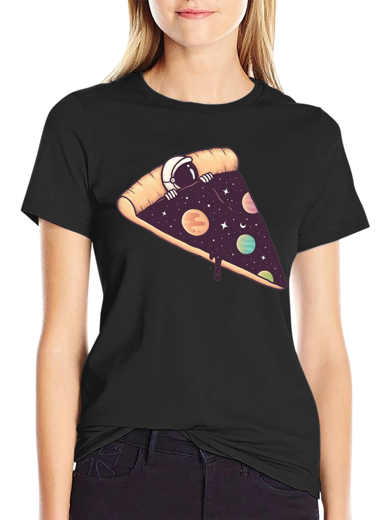 Cosmic Pizza Black T-Shirt