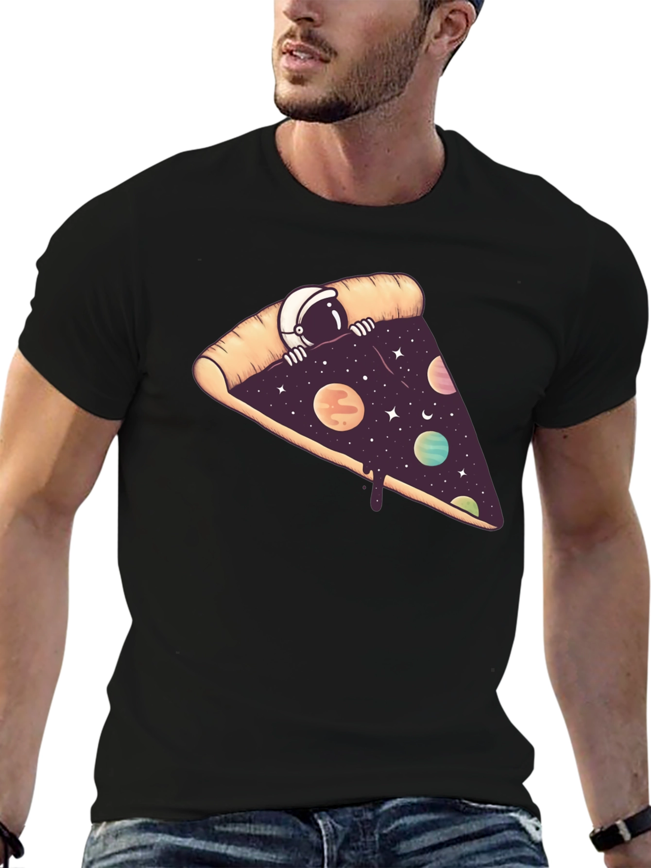 Cosmic Pizza Black T-Shirt