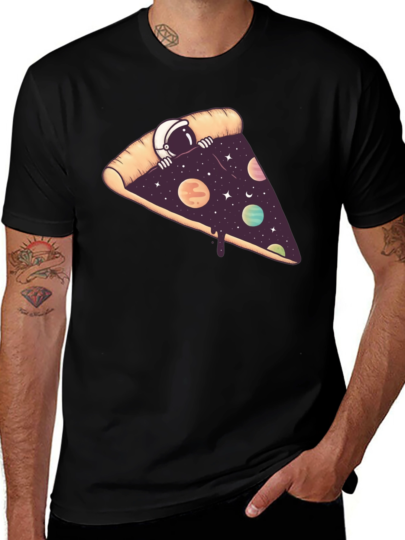 Cosmic Pizza Black T-Shirt