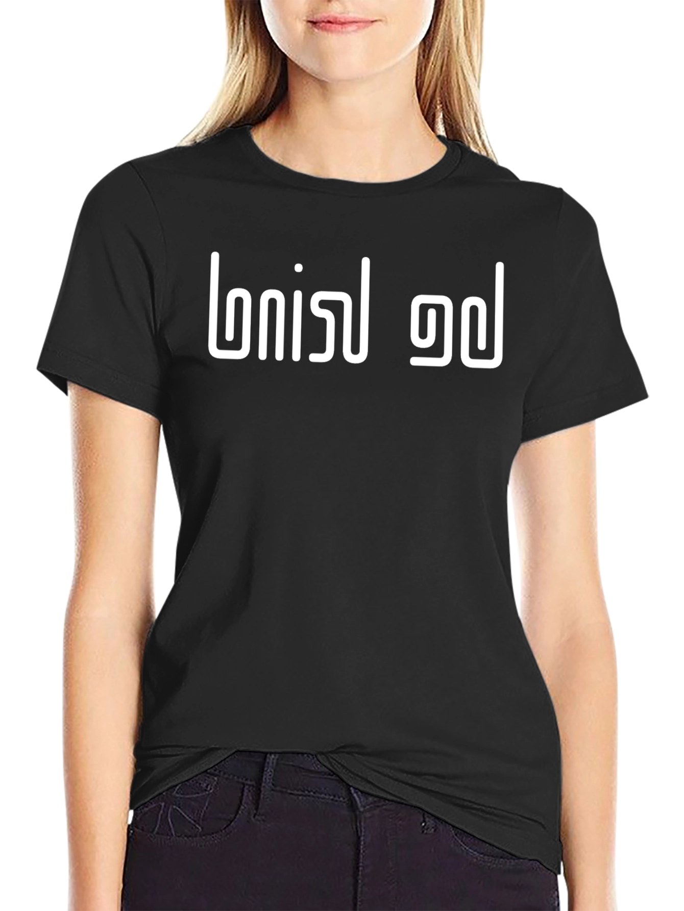 Stylish Black T-Shirt with White Inverted Text