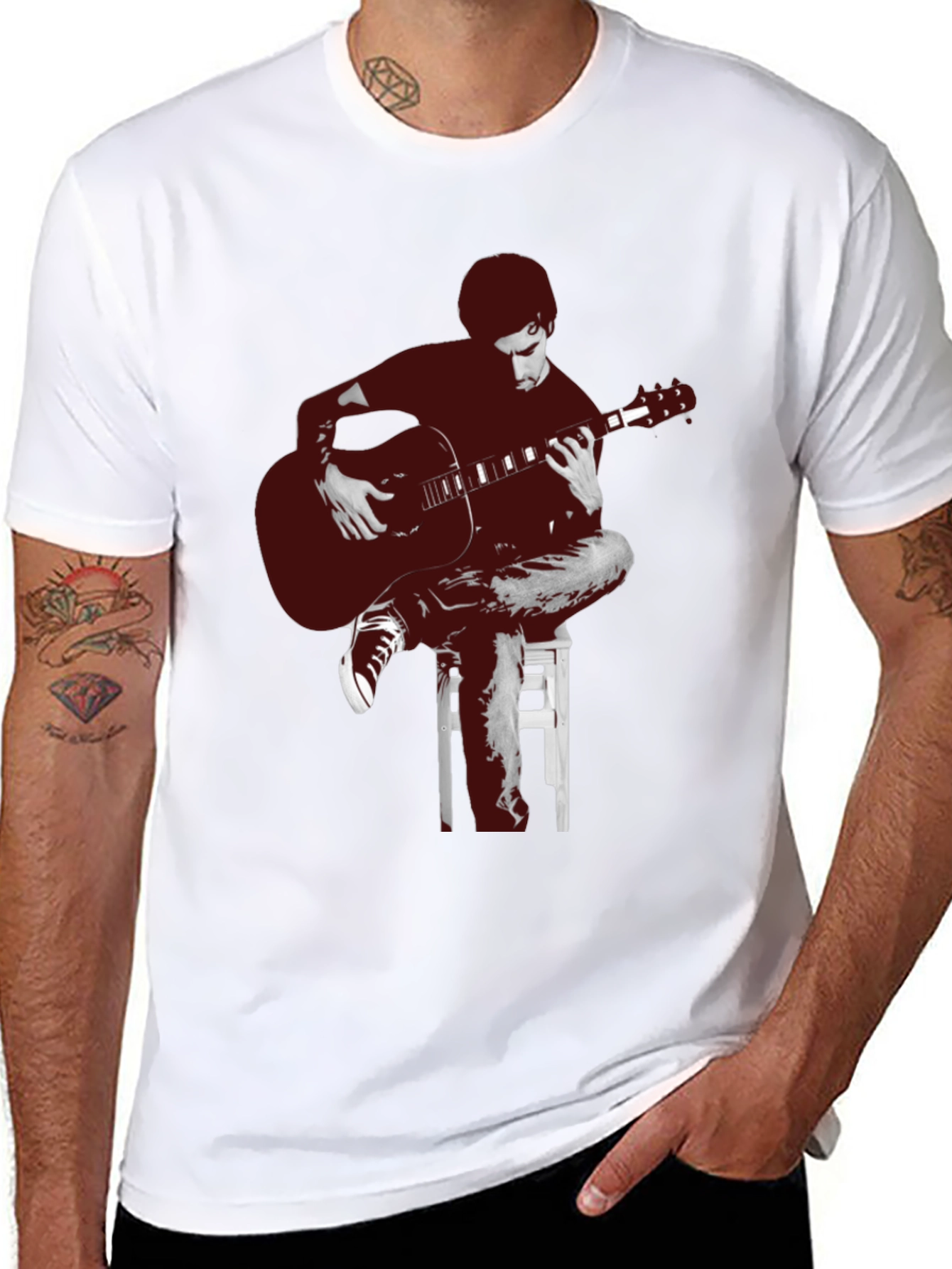 Guitar Player Graphic Tee - Unisex Black T-Shirt