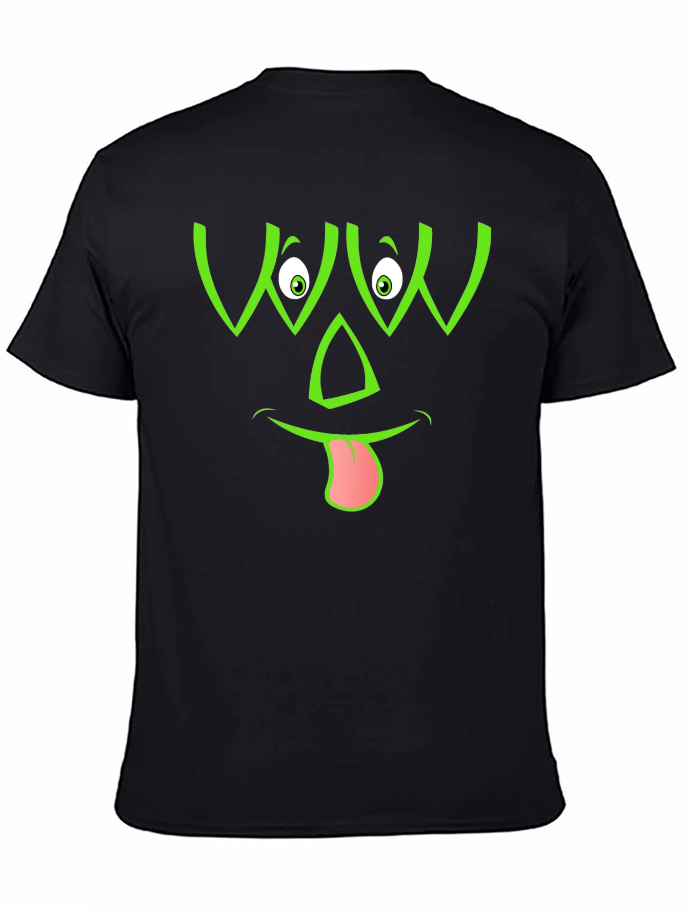 Funny Green Face Graphic Black T-Shirt