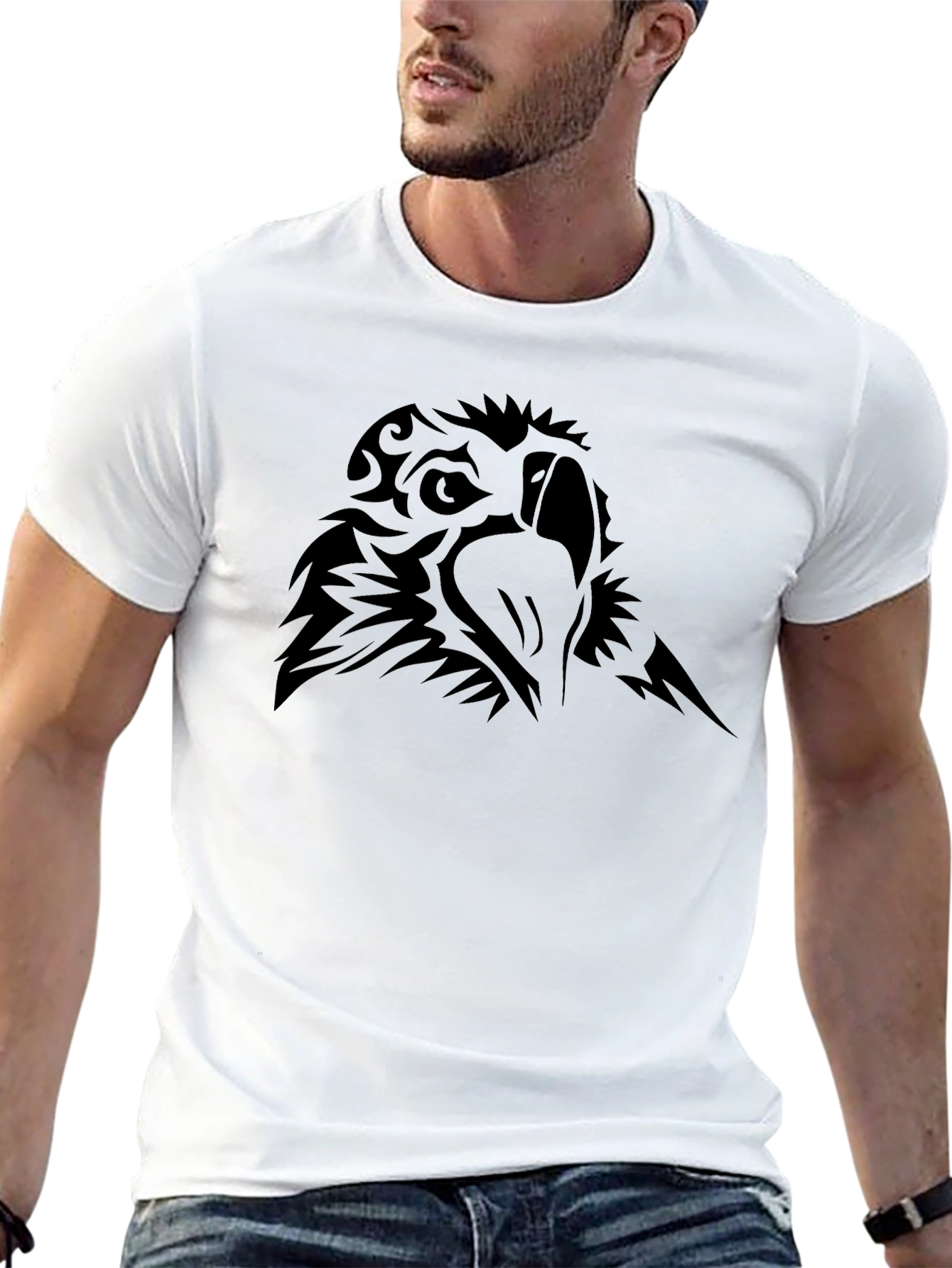 Mens Black Tribal Eagle Graphic T-Shirt