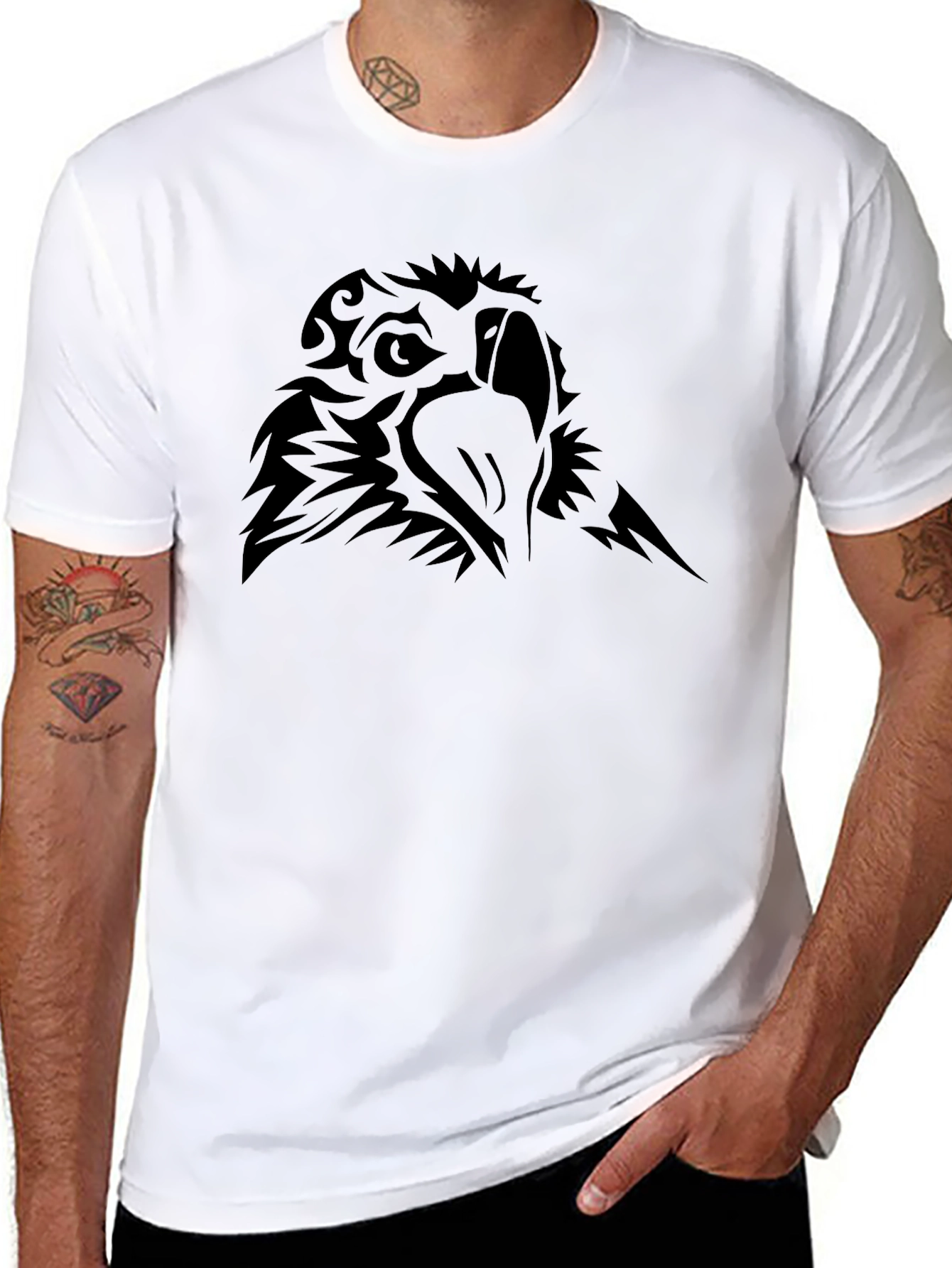 Mens Black Tribal Eagle Graphic T-Shirt