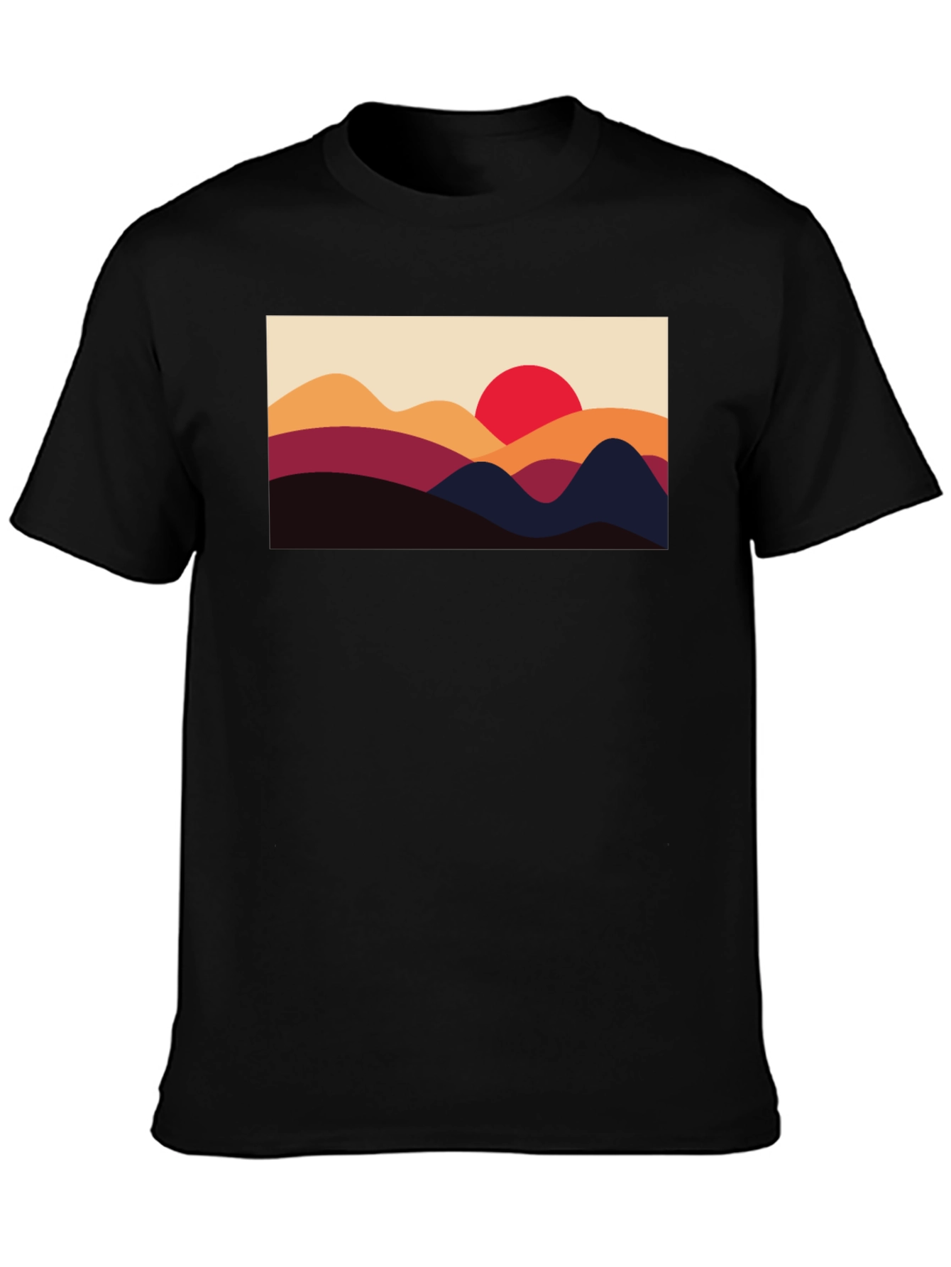Sunset Mountain Graphic Tee - Black Cotton Blend