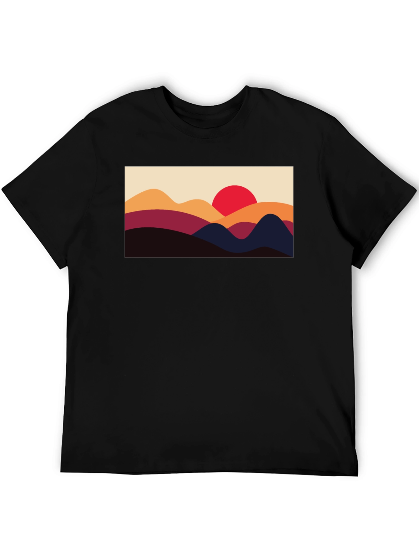 Sunset Mountain Graphic Tee - Black Cotton Blend