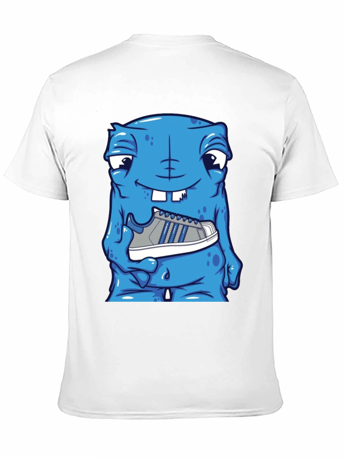 Blue Monster Holding Sneaker T-Shirt