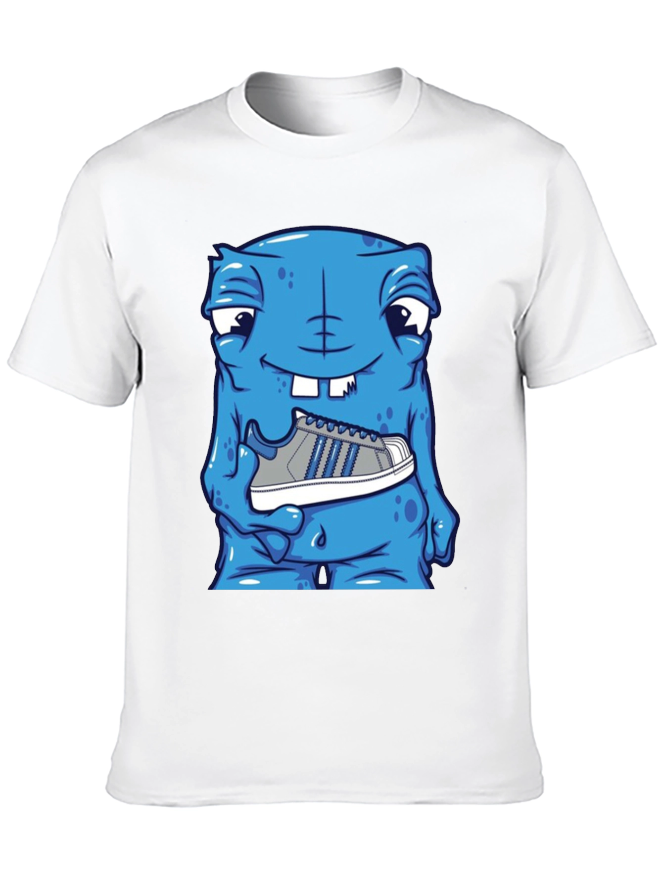 Blue Monster Holding Sneaker T-Shirt