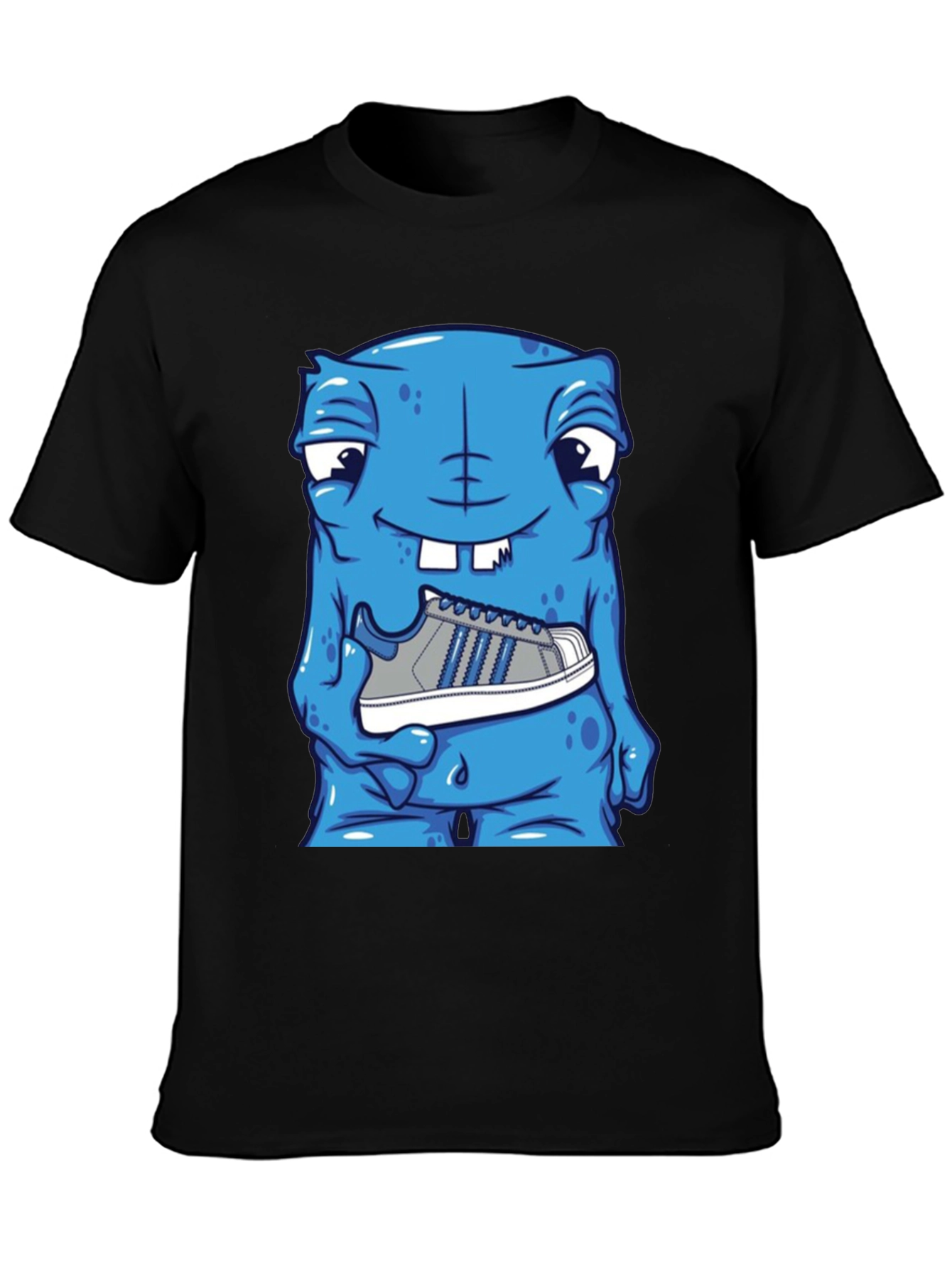 Blue Monster Holding Sneaker T-Shirt