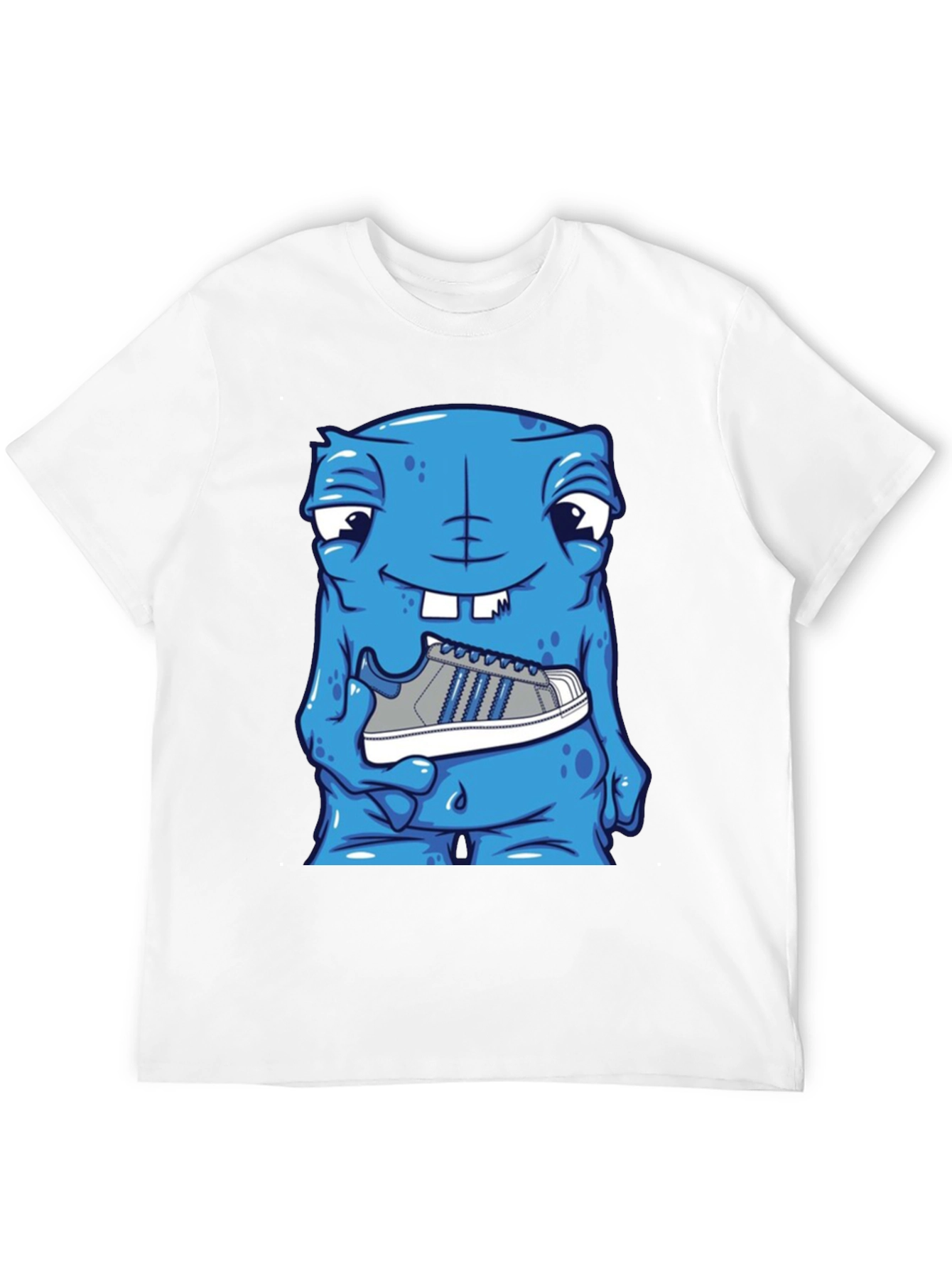 Blue Monster Holding Sneaker T-Shirt