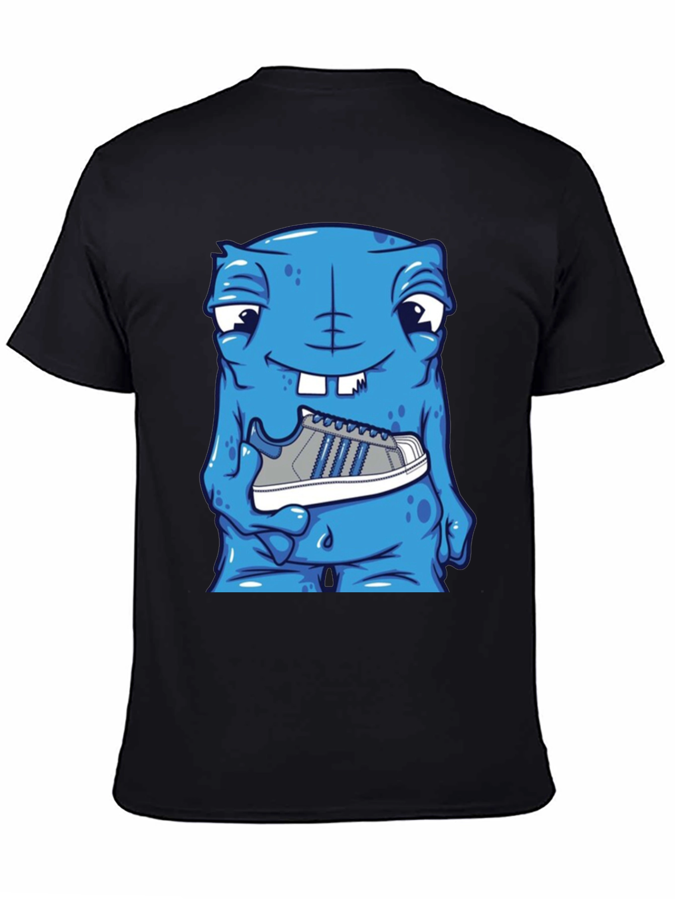 Blue Monster Holding Sneaker T-Shirt