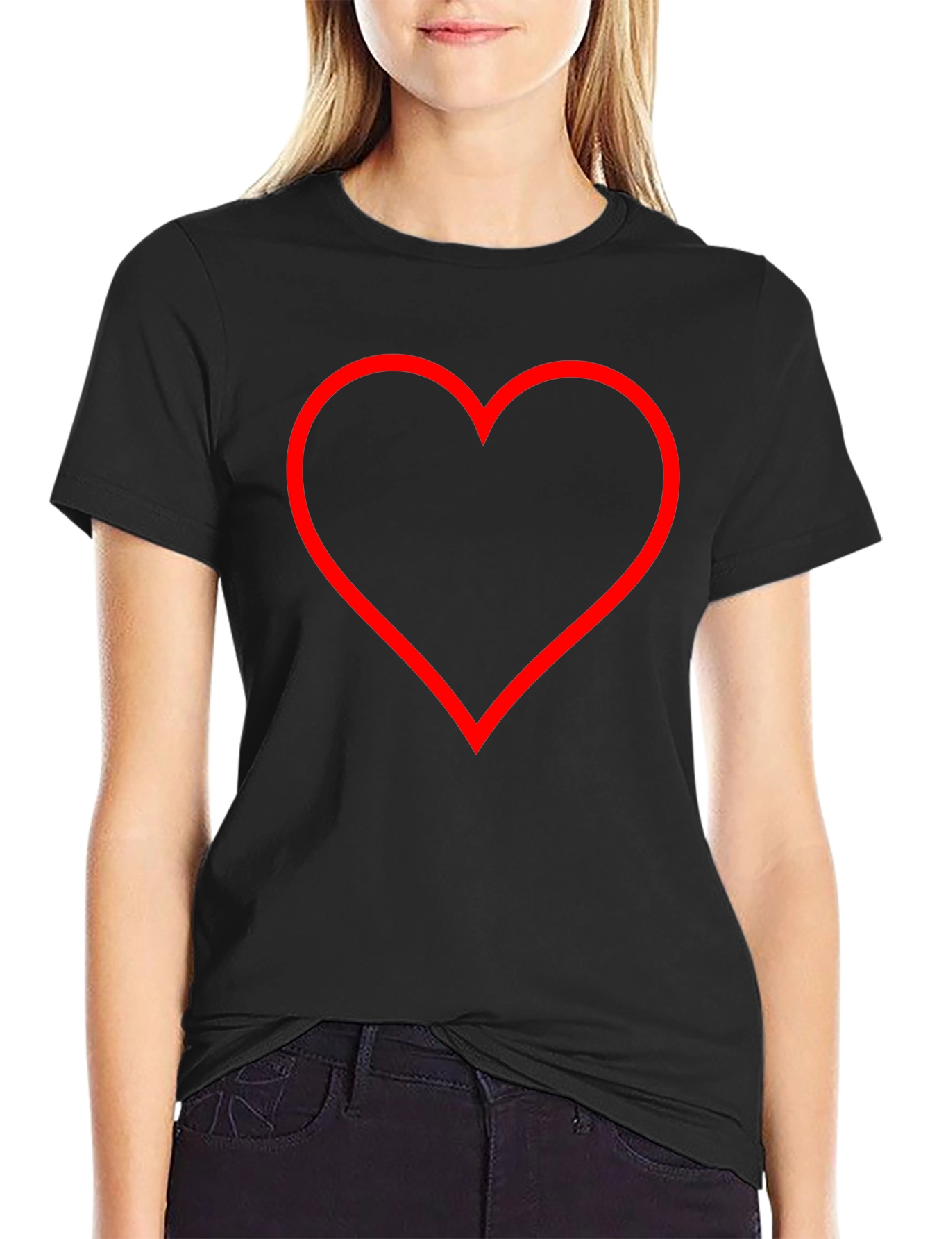 Heart Outline Black T-Shirt