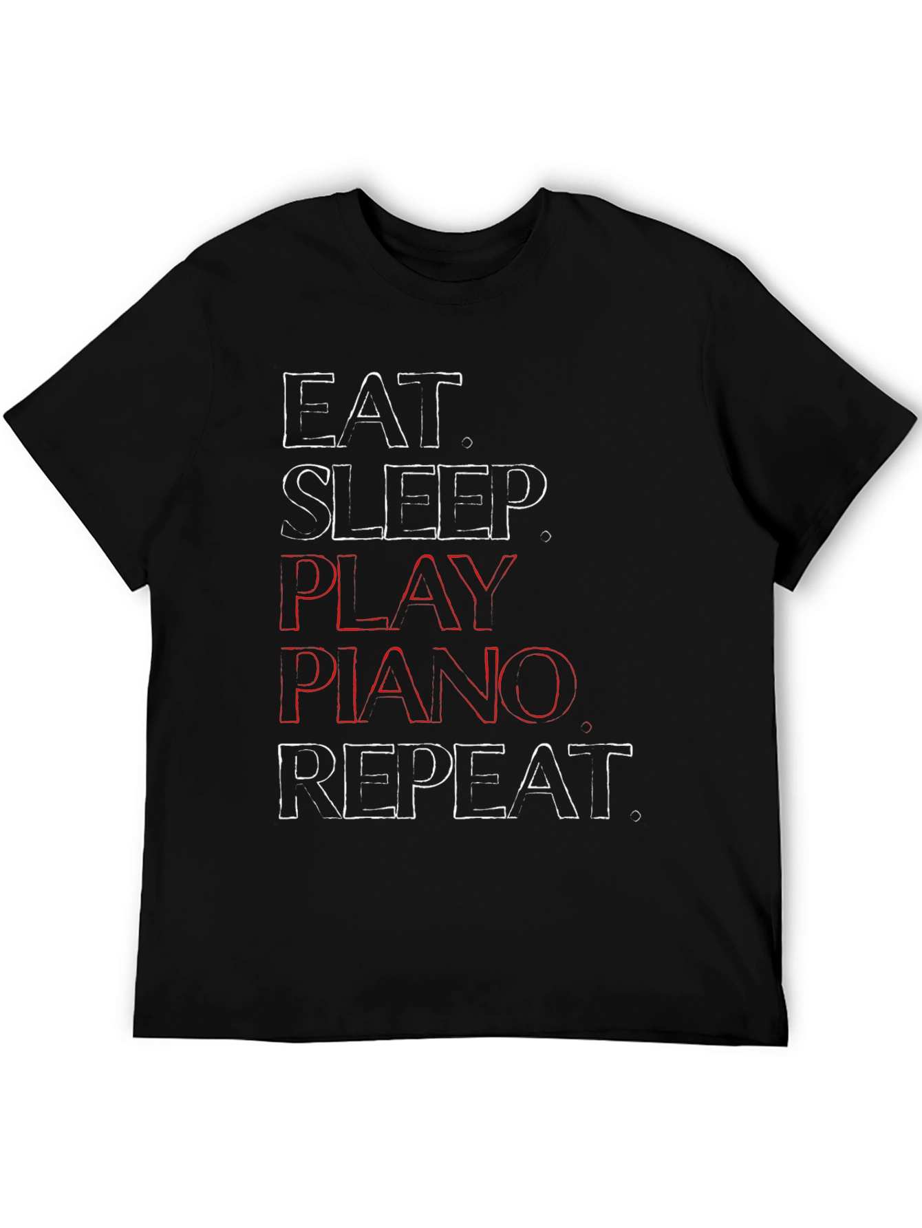 Eat Sleep Play Piano Repeat Graphic T-Shirt