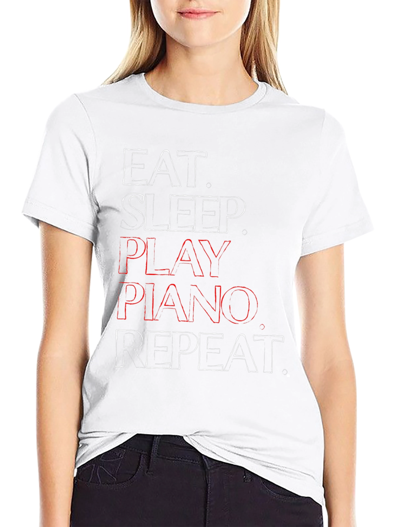 Eat Sleep Play Piano Repeat Graphic T-Shirt