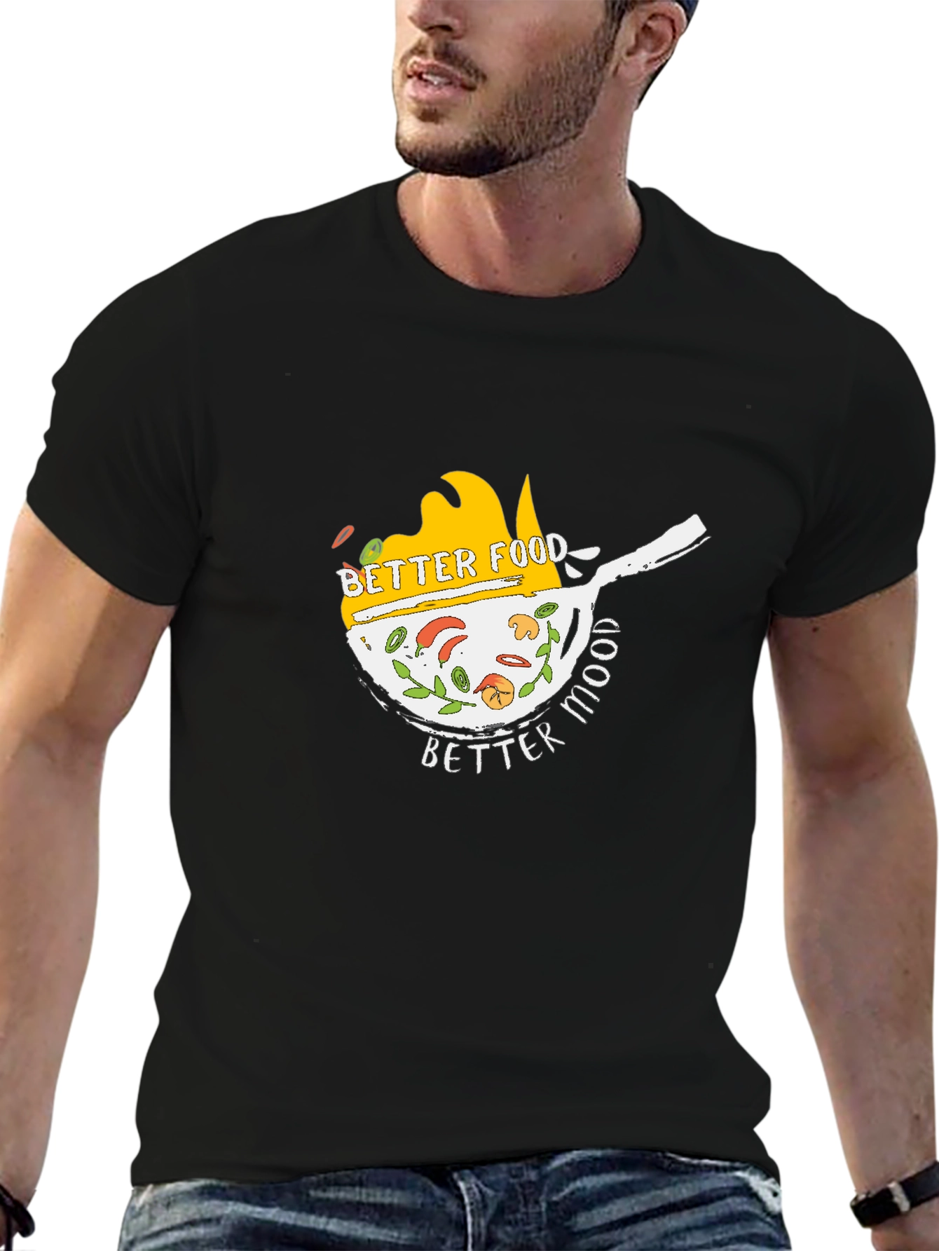 Better Food Better Mood Black T-Shirt