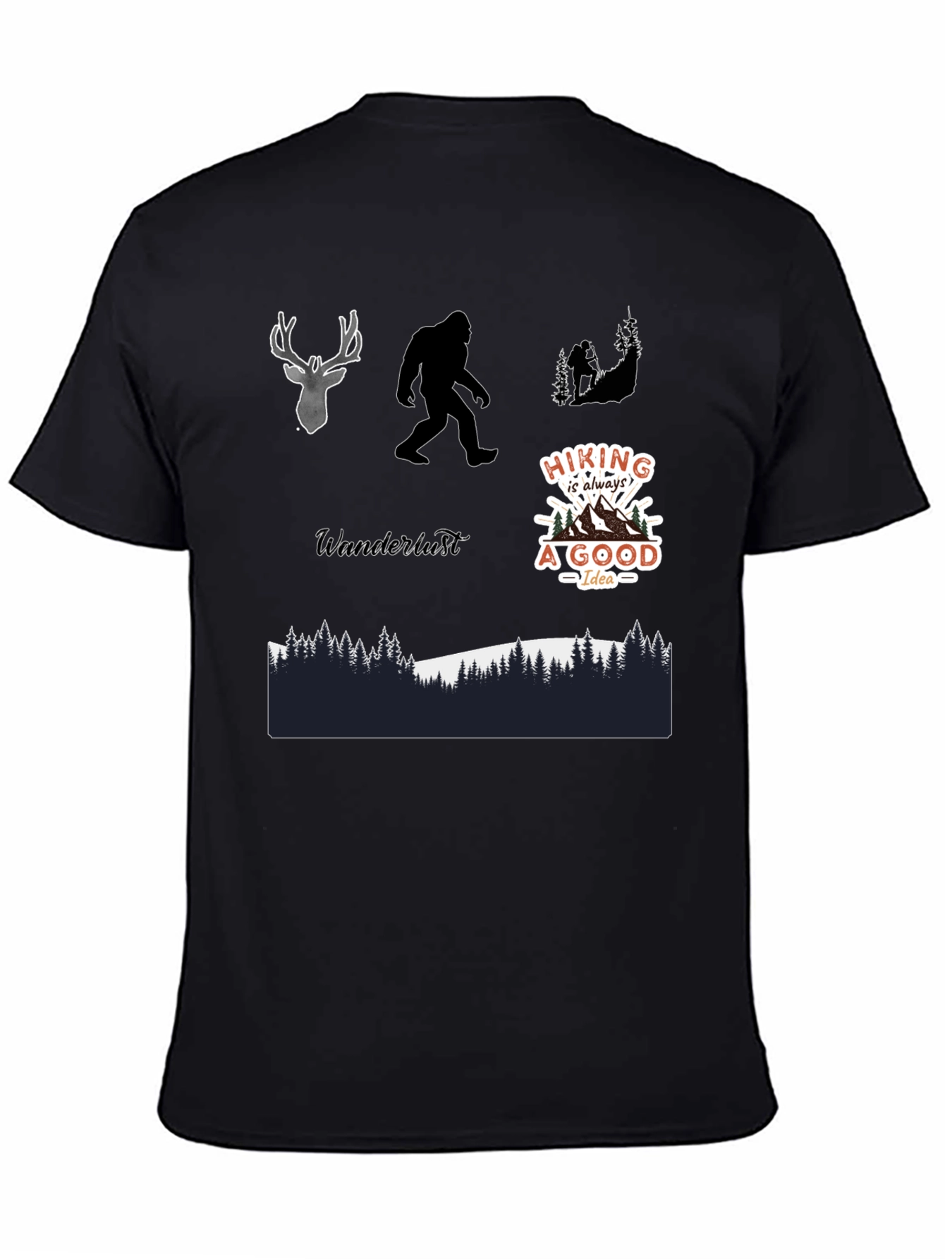 Adventure Graphic Tee - Hiking Bigfoot Design