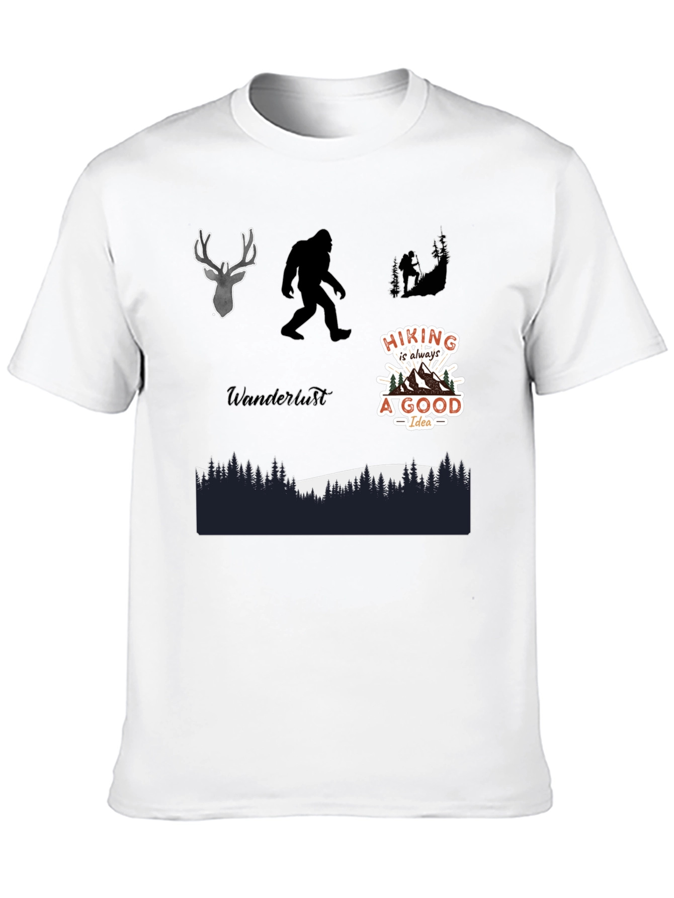 Adventure Graphic Tee - Hiking Bigfoot Design