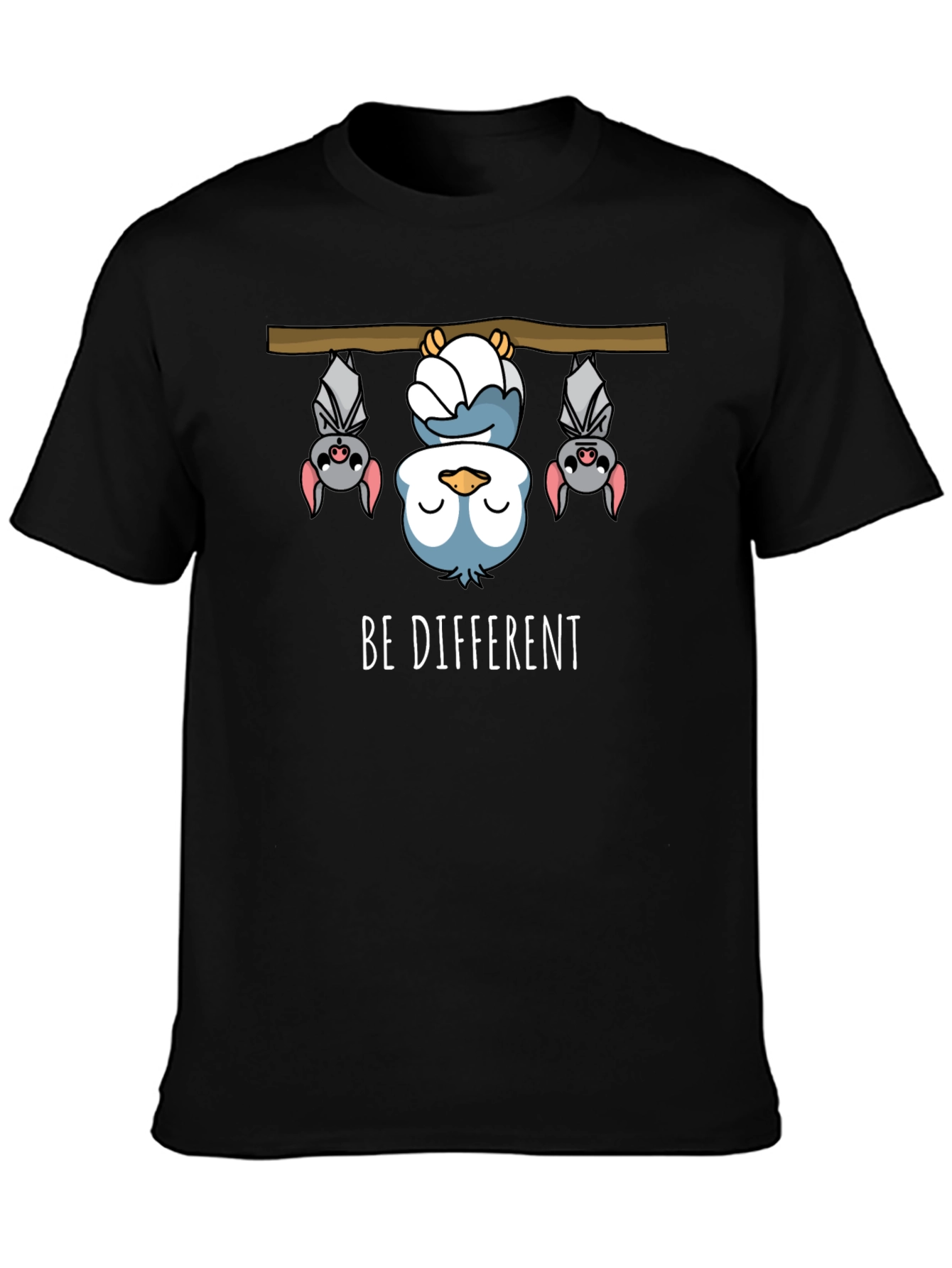 Be Different Funny Bat & Owl Graphic Tee