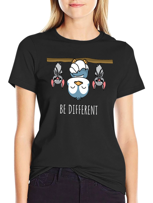 Be Different Funny Bat & Owl Graphic Tee