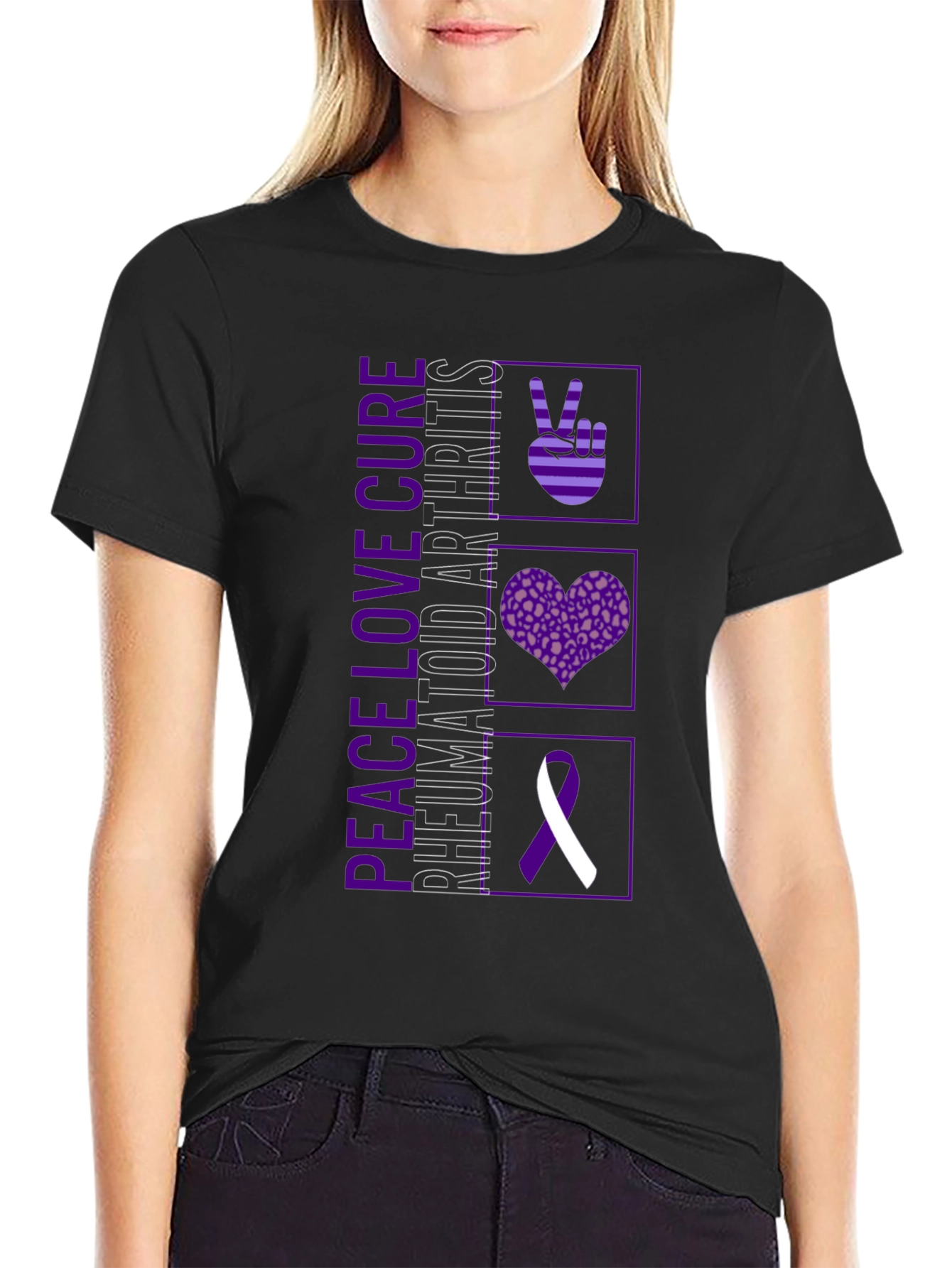 Peace Love Cure Rheumatoid Arthritis Awareness T-Shirt