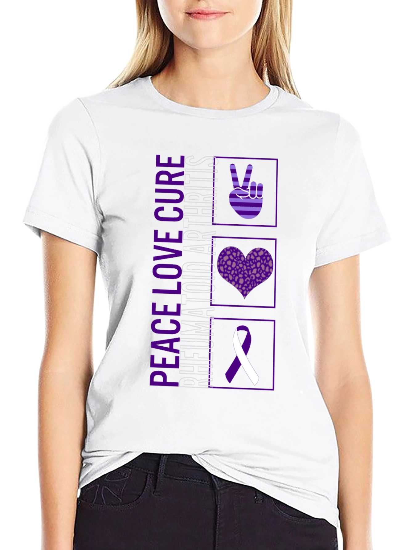 Peace Love Cure Rheumatoid Arthritis Awareness T-Shirt