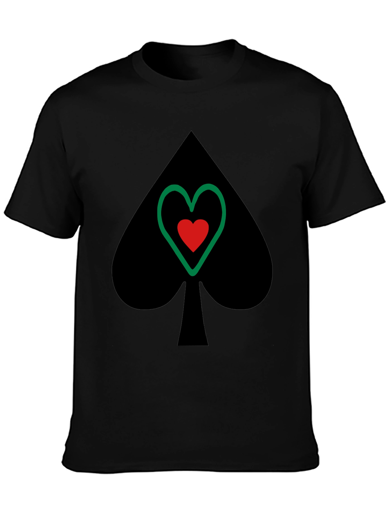 Spade & Heart Graphic Tee - Casual Black T-Shirt