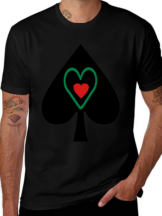 Spade & Heart Graphic Tee - Casual Black T-Shirt