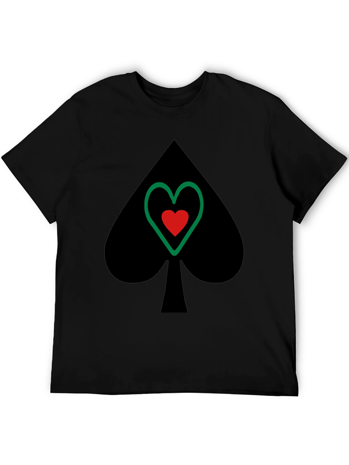 Spade & Heart Graphic Tee - Casual Black T-Shirt