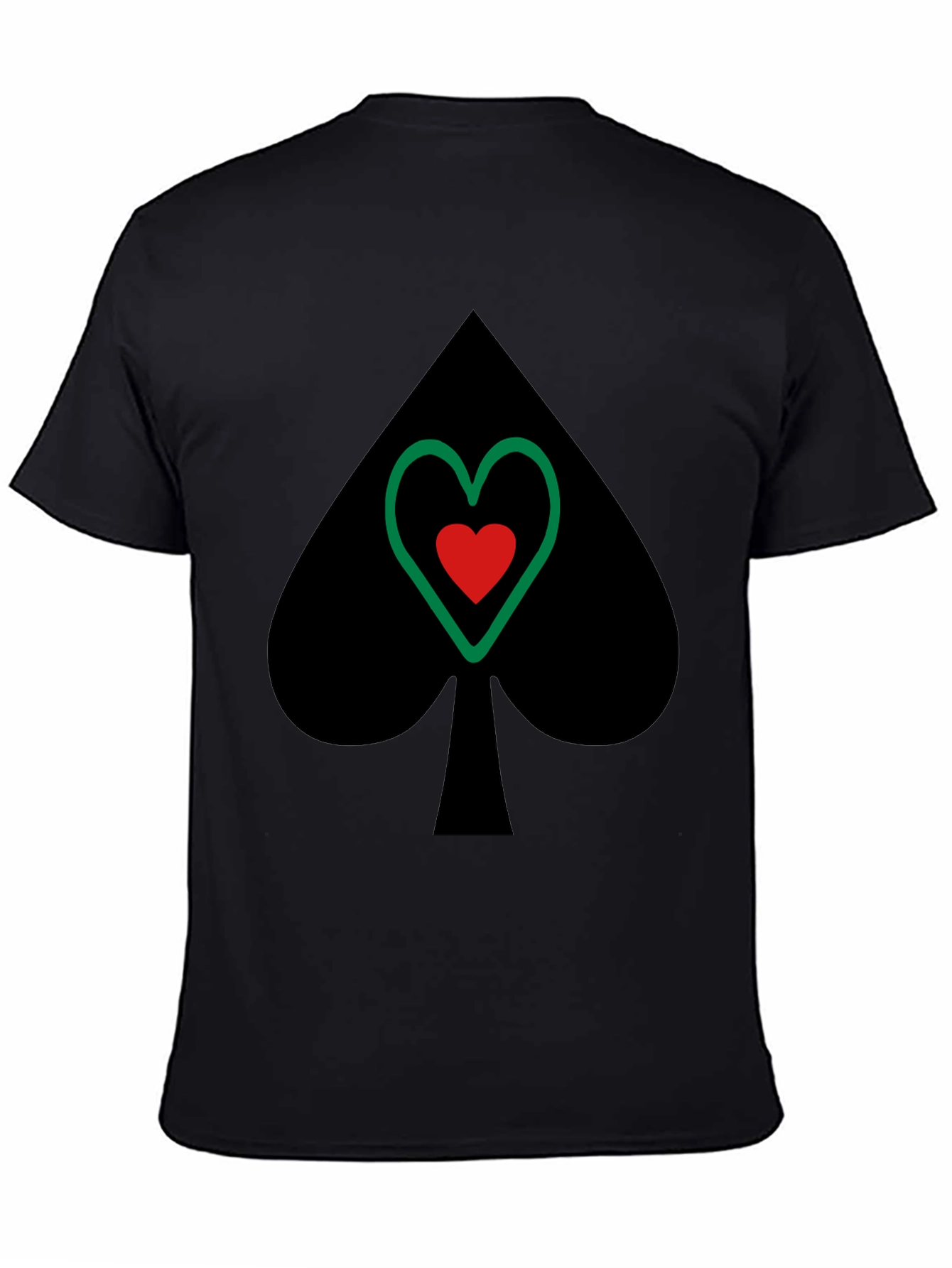Spade & Heart Graphic Tee - Casual Black T-Shirt
