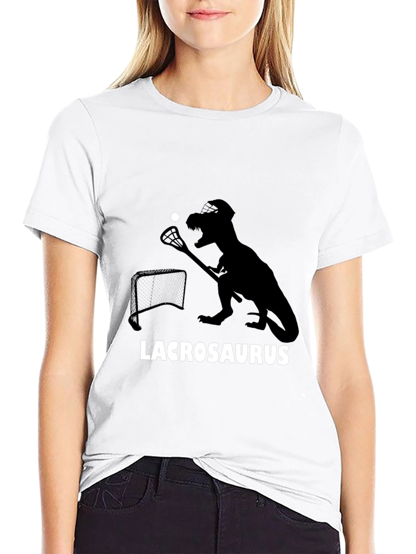 Lacrosaurus T-Shirt - Dinosaur Lacrosse Player Tee