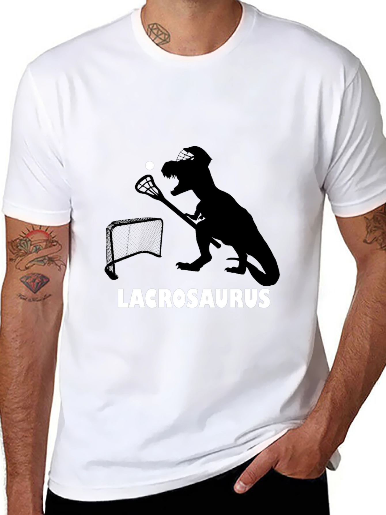 Lacrosaurus T-Shirt - Dinosaur Lacrosse Player Tee