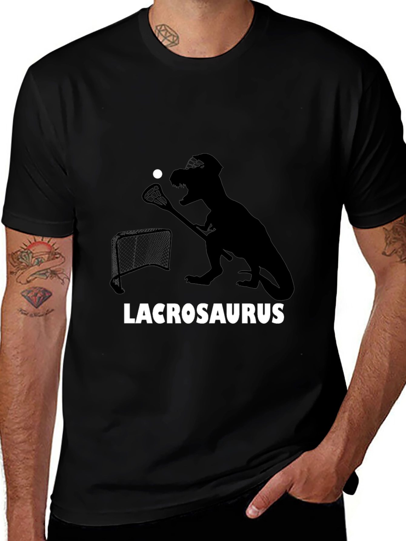 Lacrosaurus T-Shirt - Dinosaur Lacrosse Player Tee