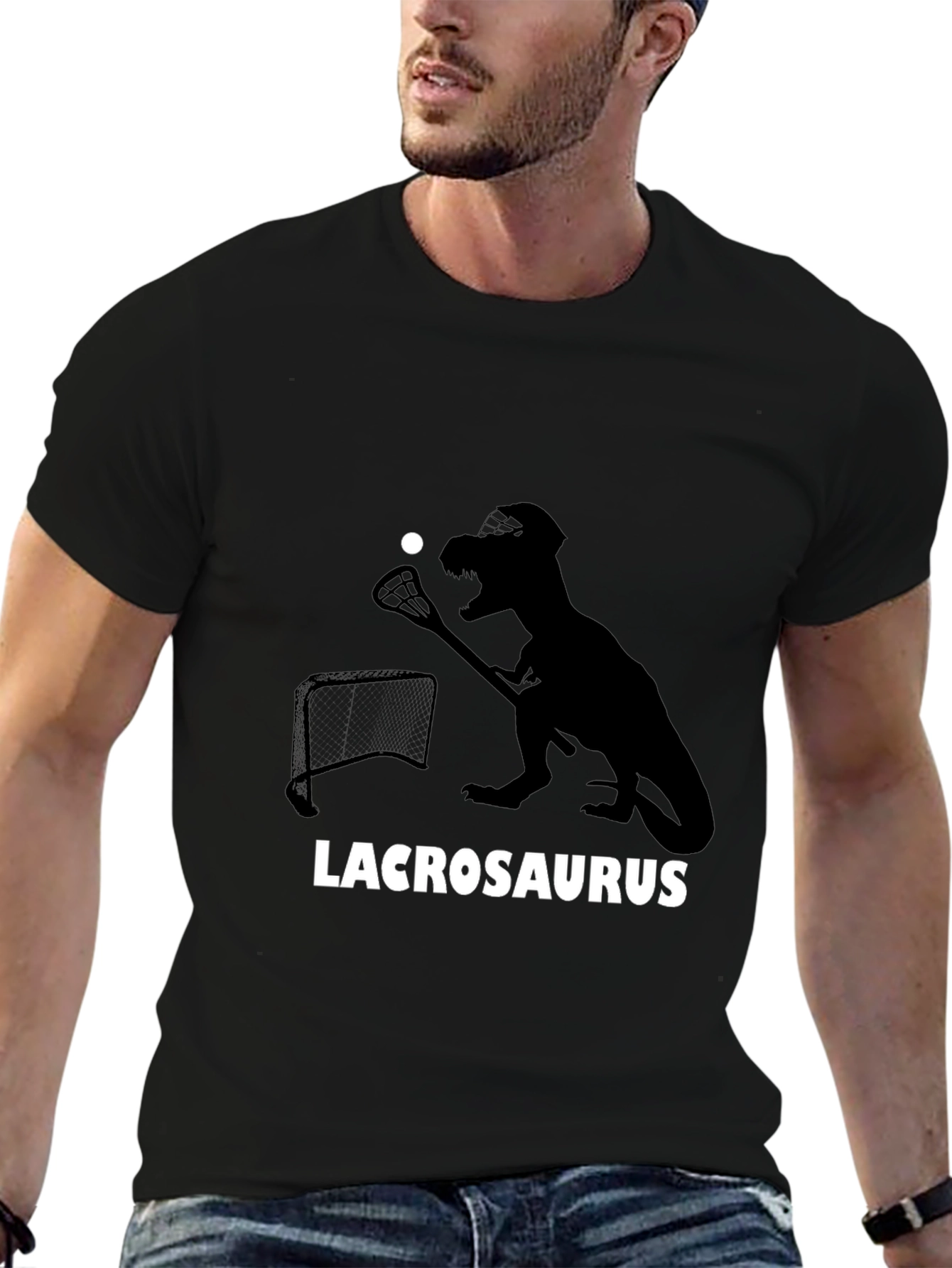 Lacrosaurus T-Shirt - Dinosaur Lacrosse Player Tee