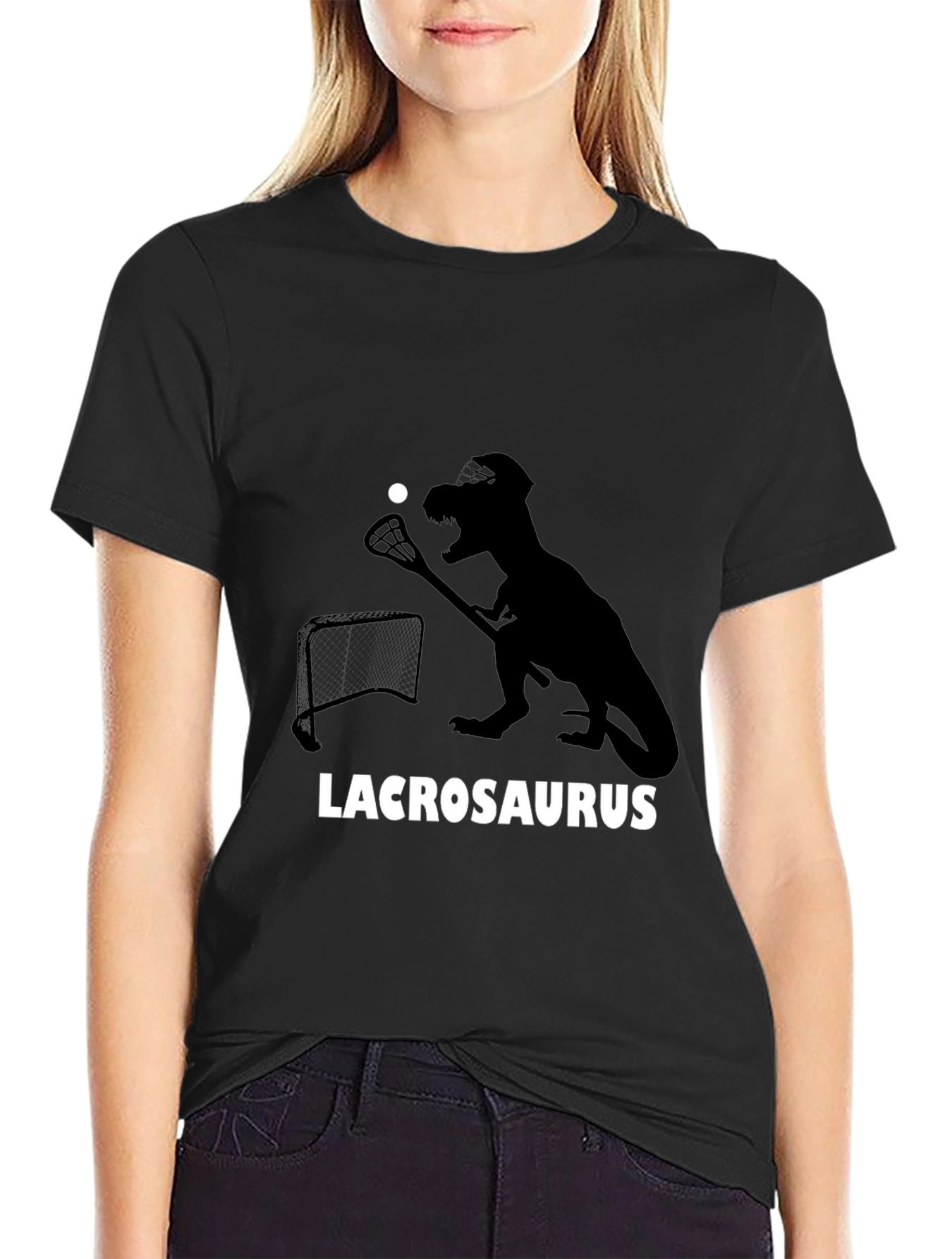Lacrosaurus T-Shirt - Dinosaur Lacrosse Player Tee