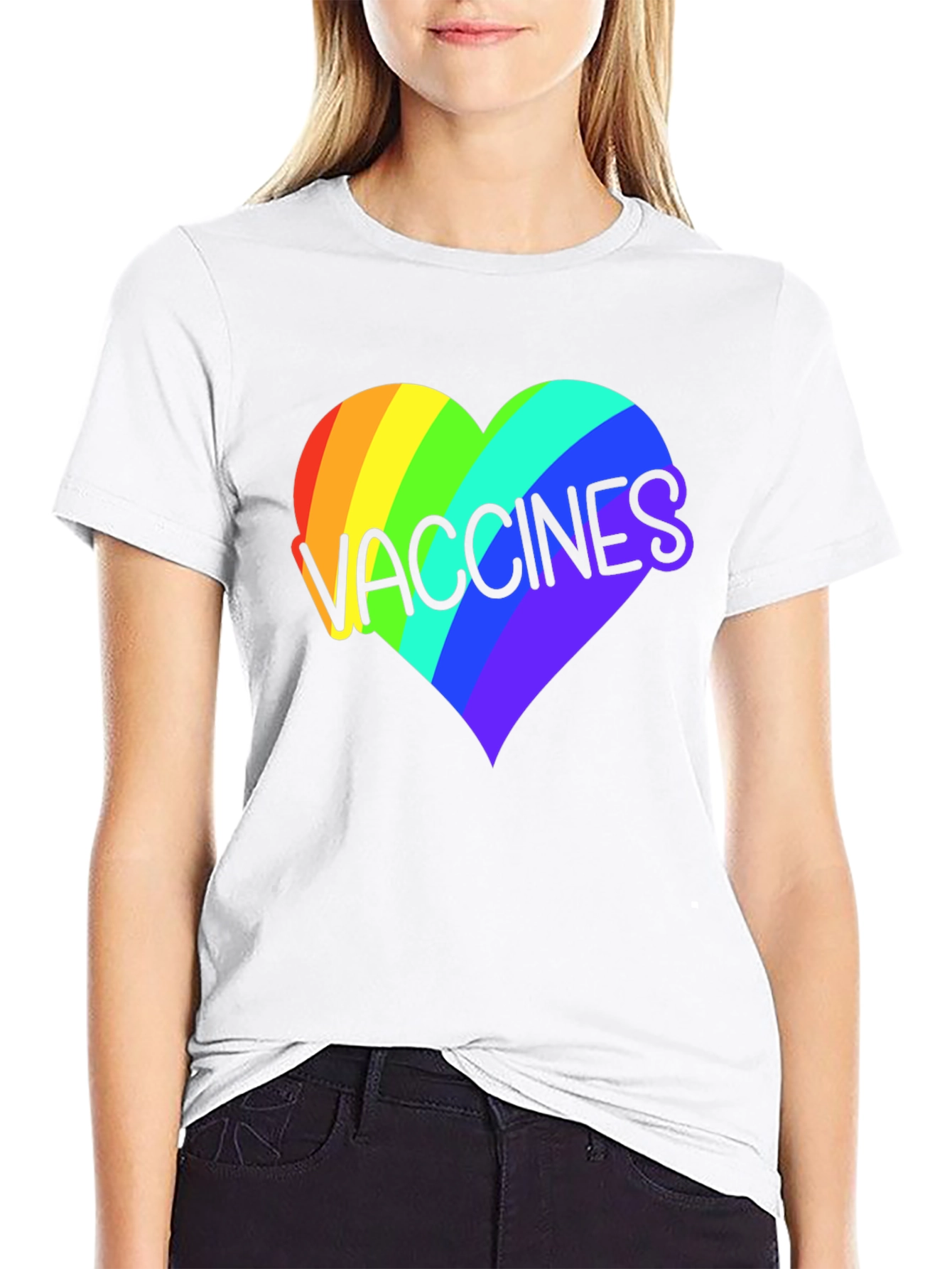 Vaccines Heart Rainbow Graphic Tee