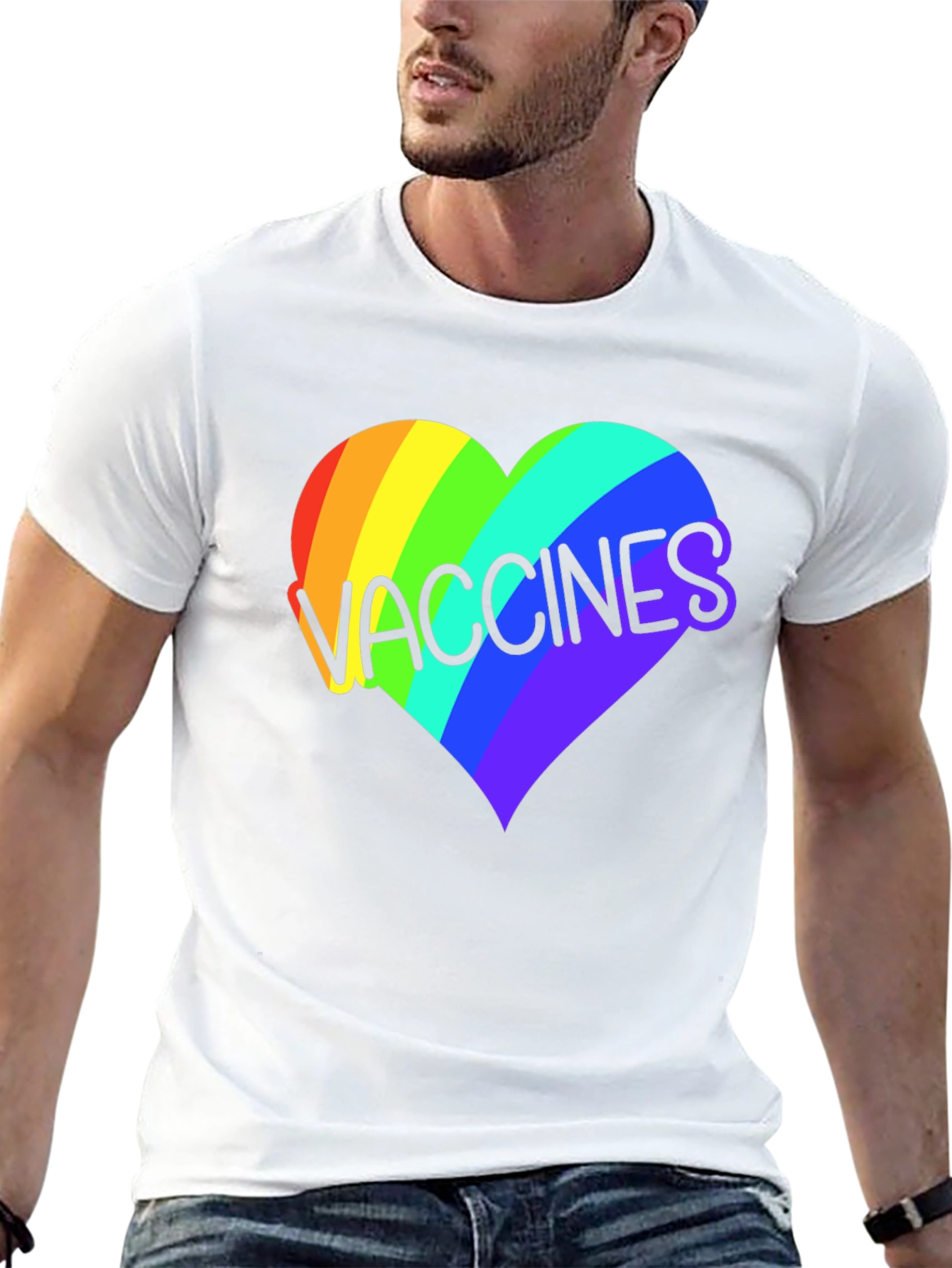 Vaccines Heart Rainbow Graphic Tee
