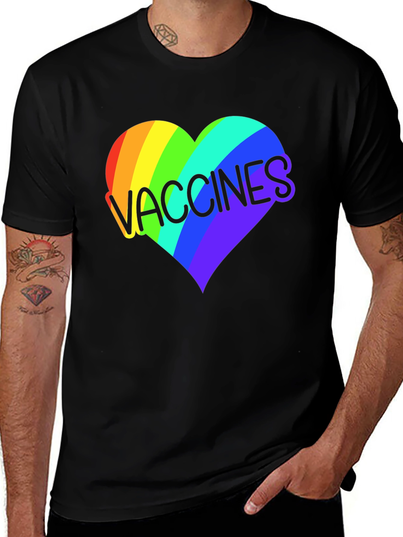 Vaccines Heart Rainbow Graphic Tee