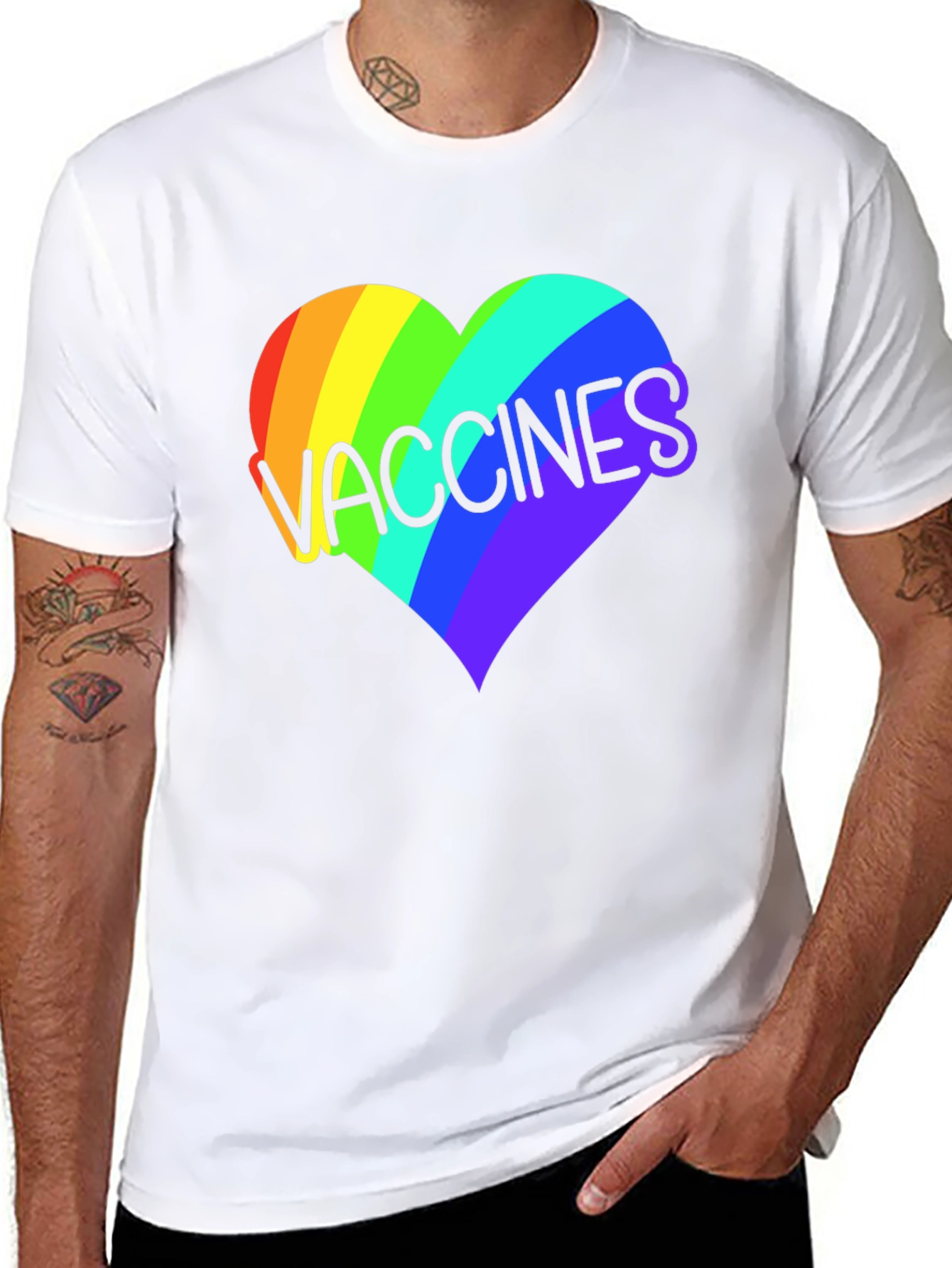 Vaccines Heart Rainbow Graphic Tee