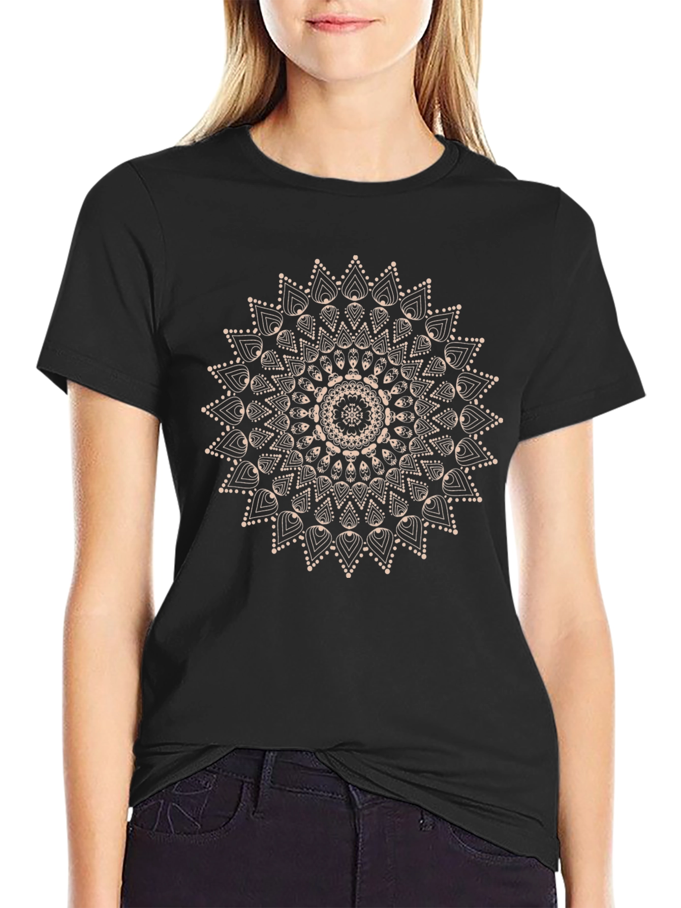Mandala Print Black T-Shirt