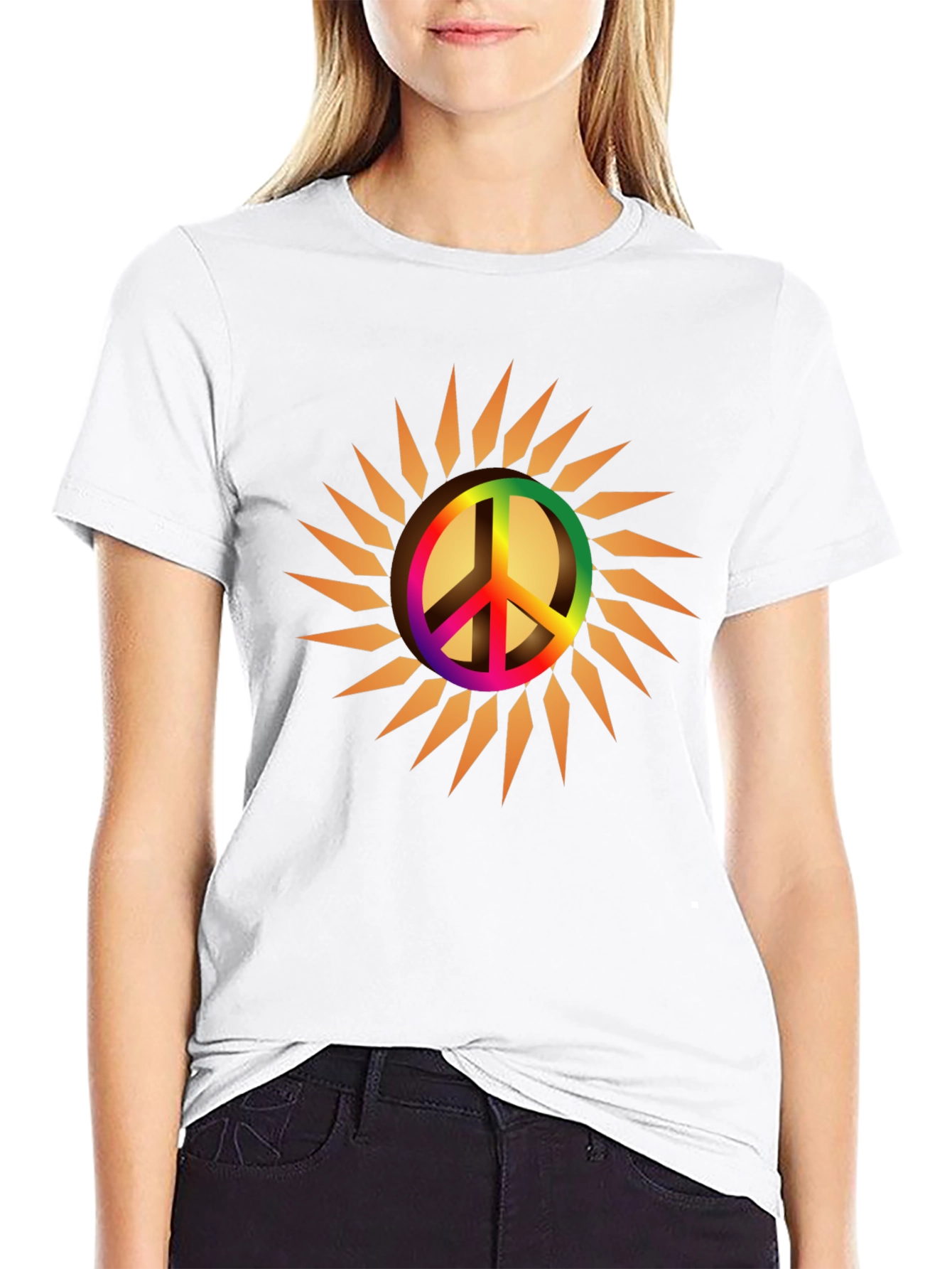 Peace Sign Sun Graphic Tee - Black