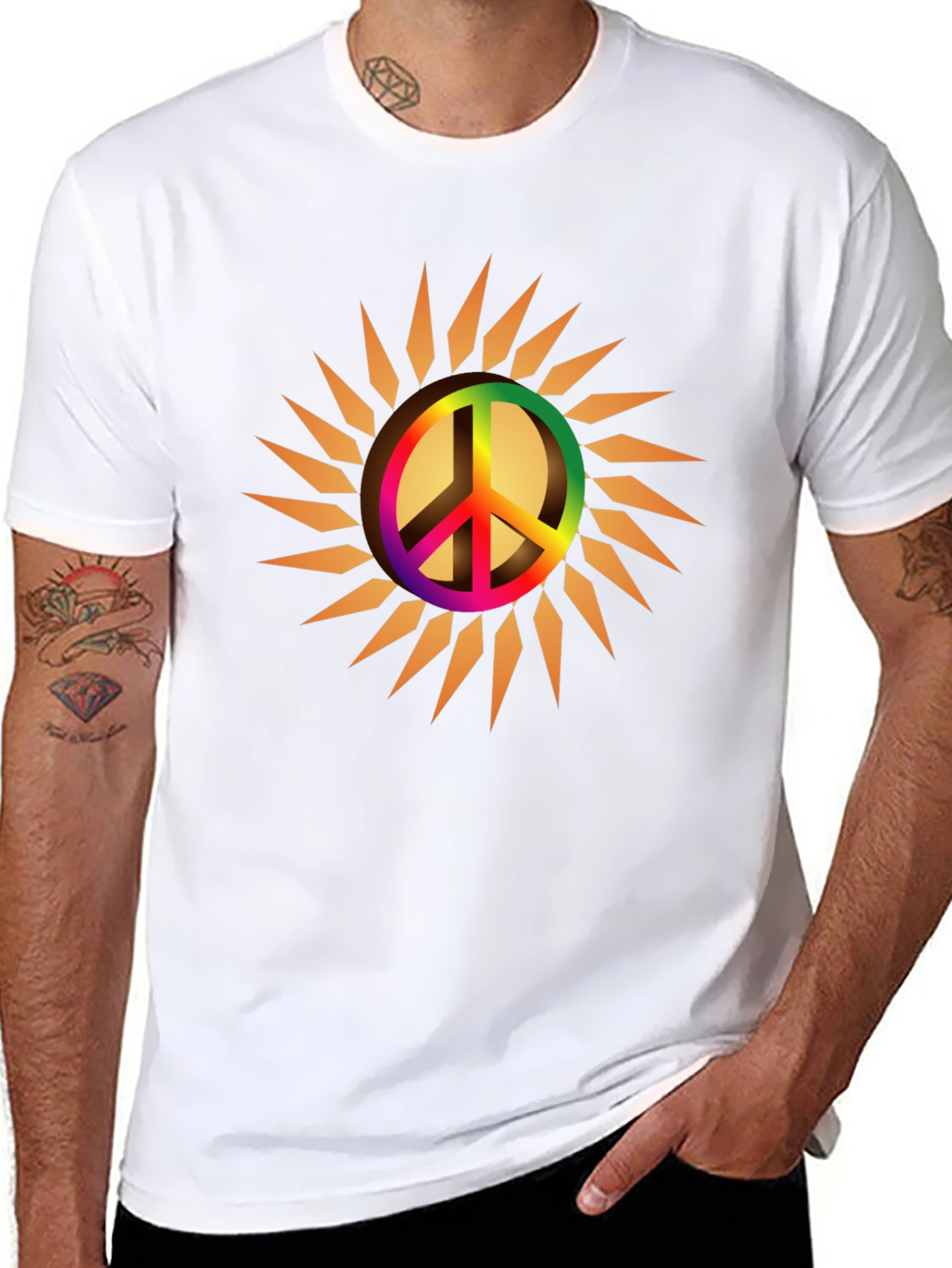 Peace Sign Sun Graphic Tee - Black