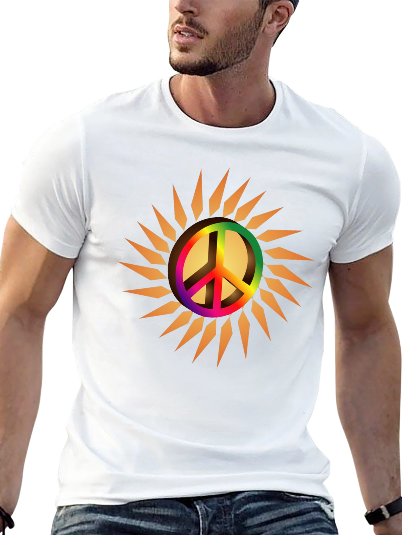 Peace Sign Sun Graphic Tee - Black