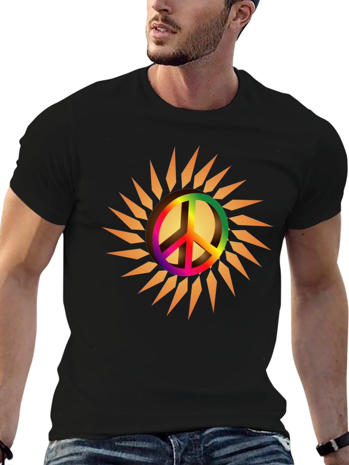 Peace Sign Sun Graphic Tee - Black
