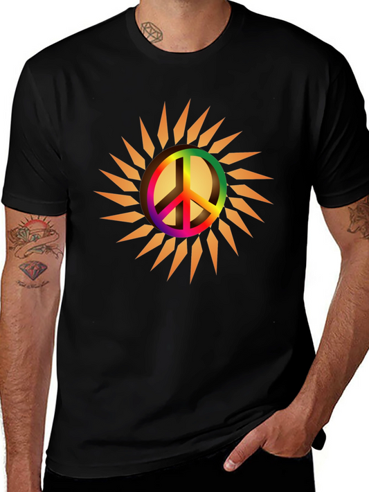 Peace Sign Sun Graphic Tee - Black